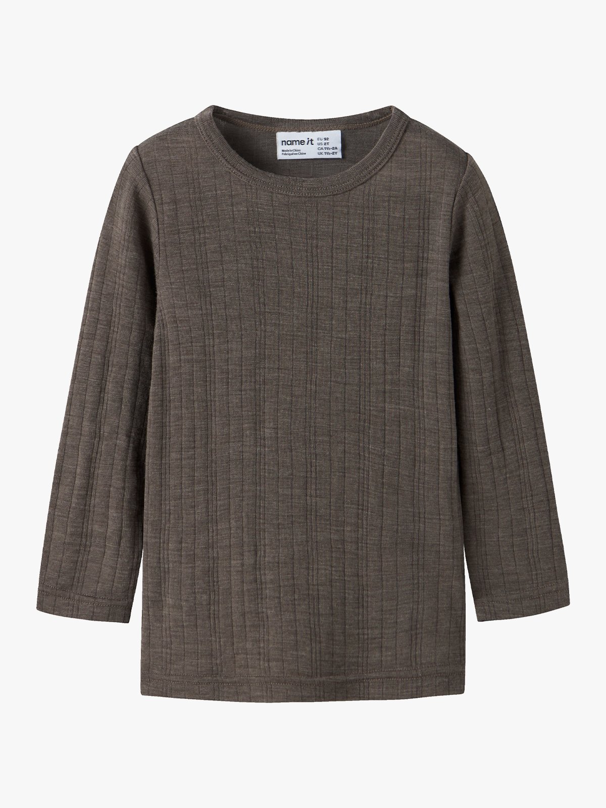Name It Wang Wool Needle Long Sleeve Top Solid Morel