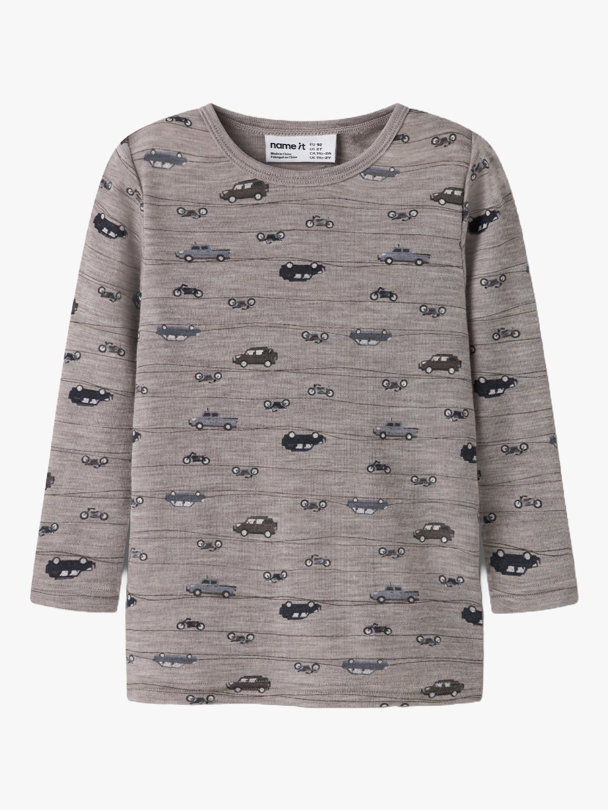 Name It Wang Wool Rib Long Sleeve Top All Over Print Satellite