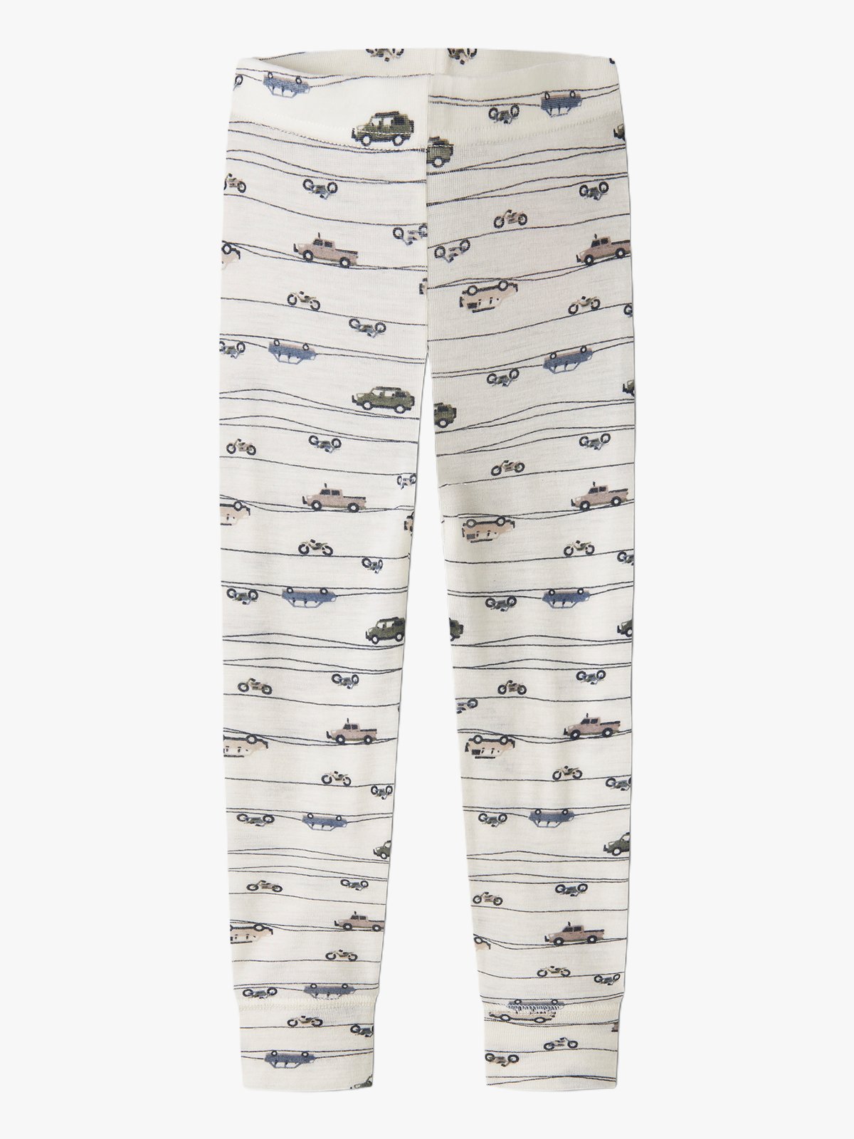 Name It Wang Wool Rib Longjohn All Over Print Snow White