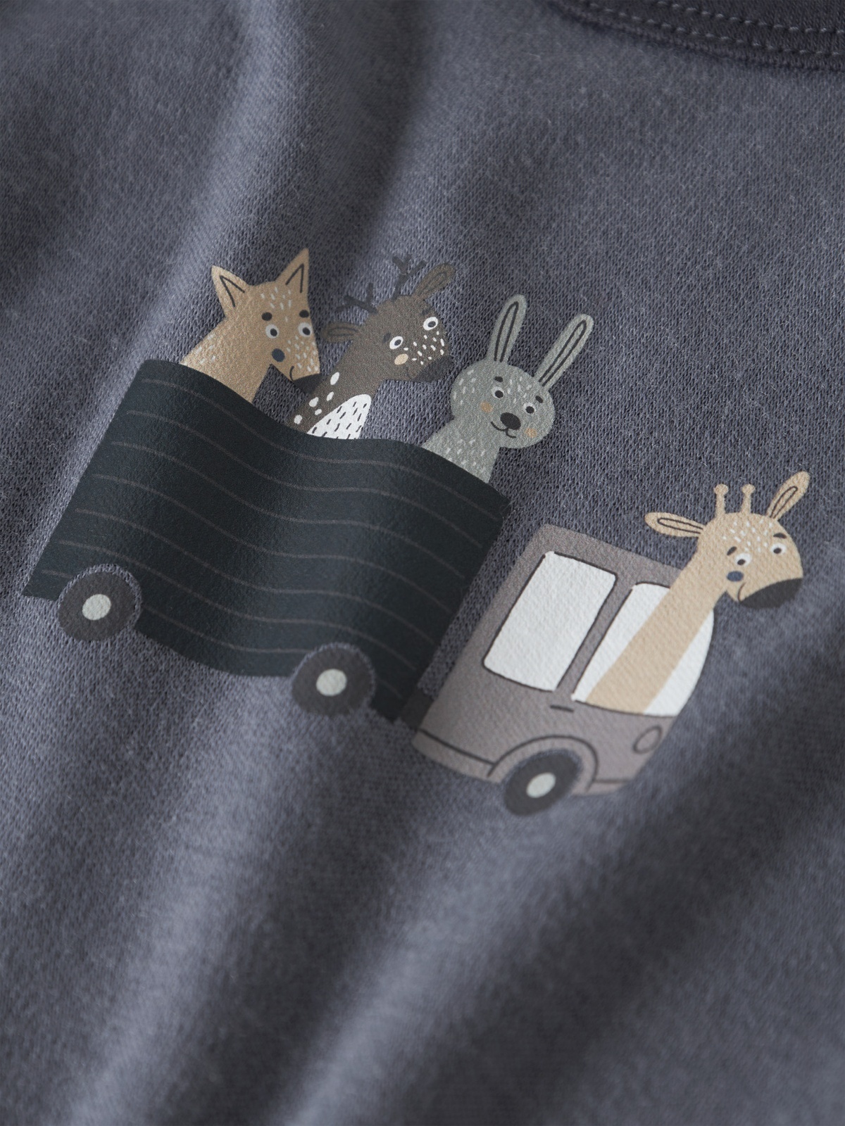 Name It Willit Wool Long Sleeve Top folkstone gray animals at work
