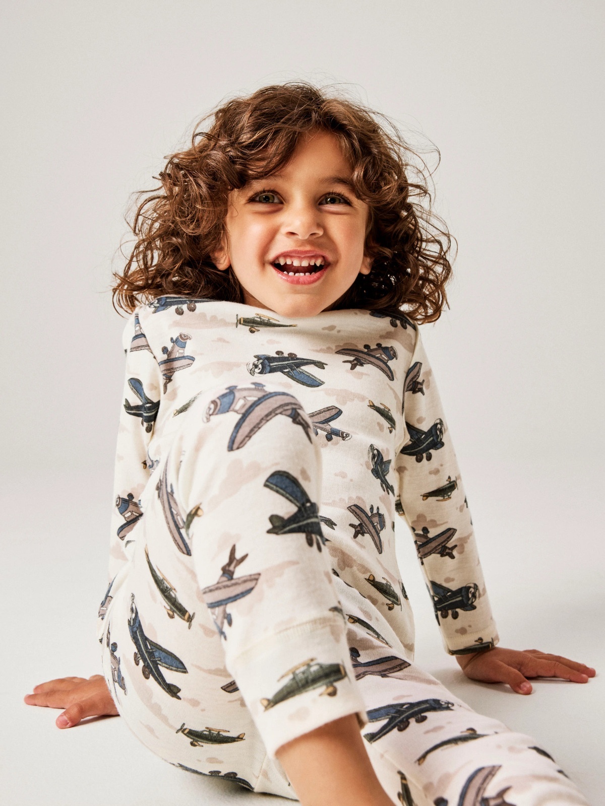 Name It Willitus Wool Long Sleeve Top snow white airplanes