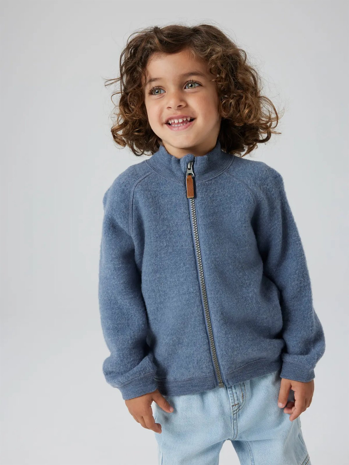 Name It Wmino Wool Brushed Long Sleeve Cardigan Folkstone Gray