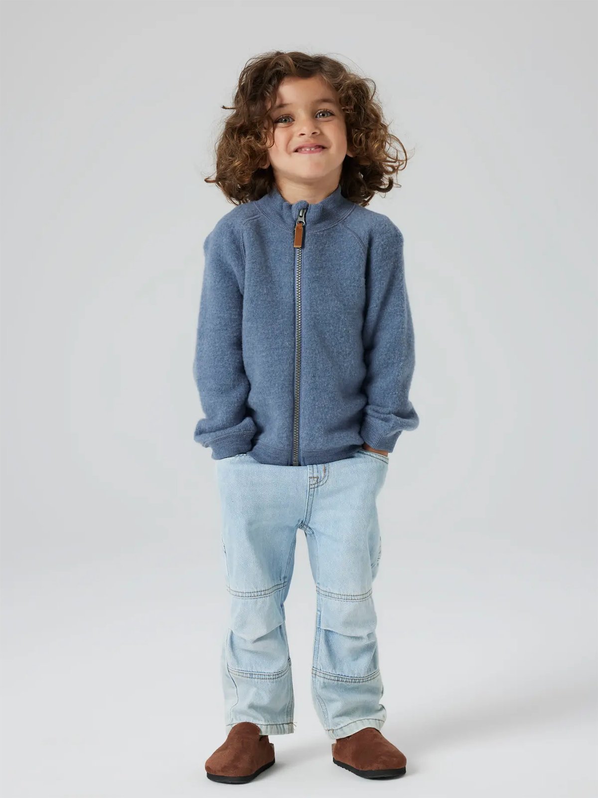 Name It Wmino Wool Brushed Long Sleeve Cardigan Folkstone Gray