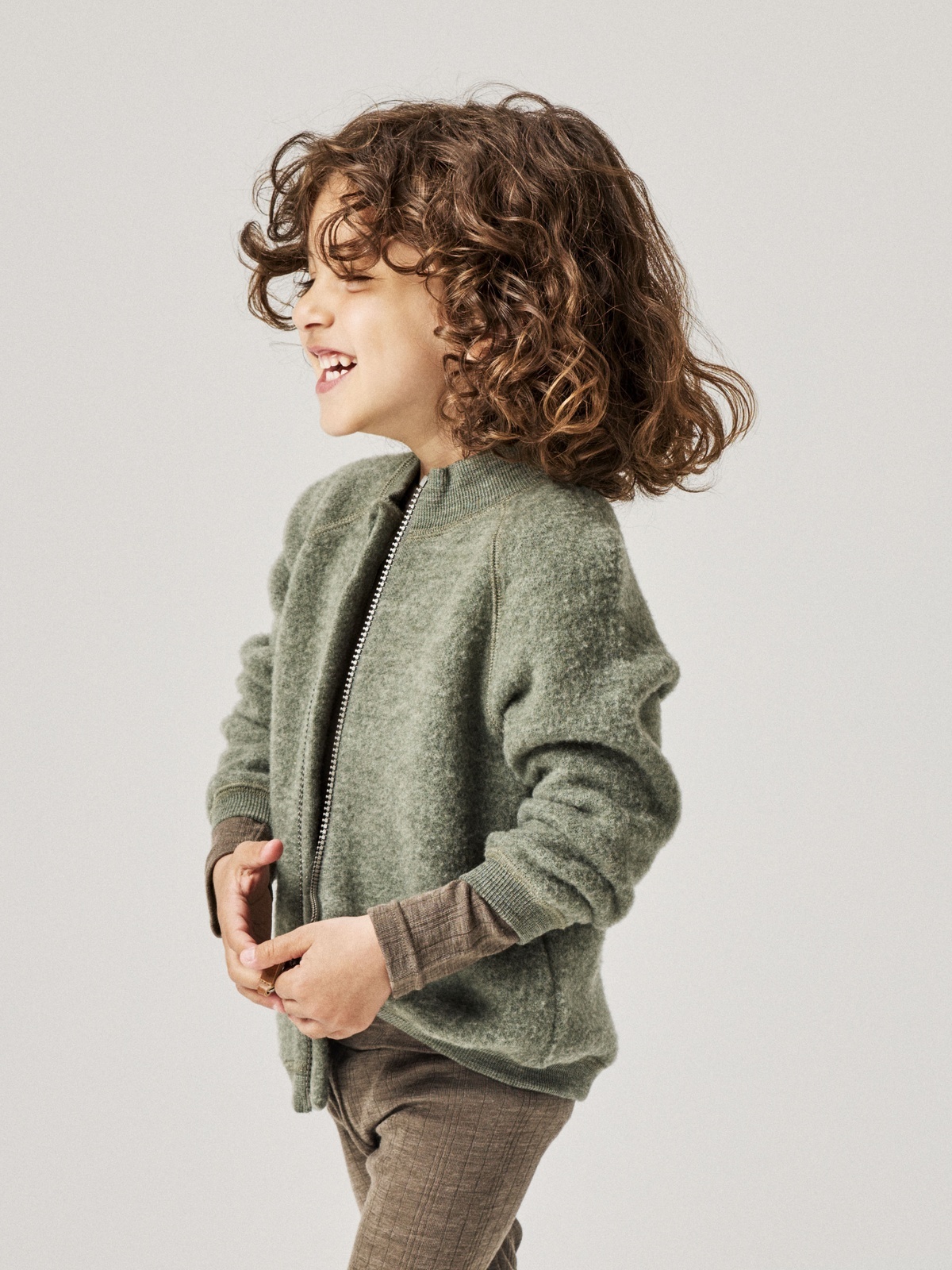 Name It Wmino Wool Brushed Long Sleeve Cardigan Mulled Basil