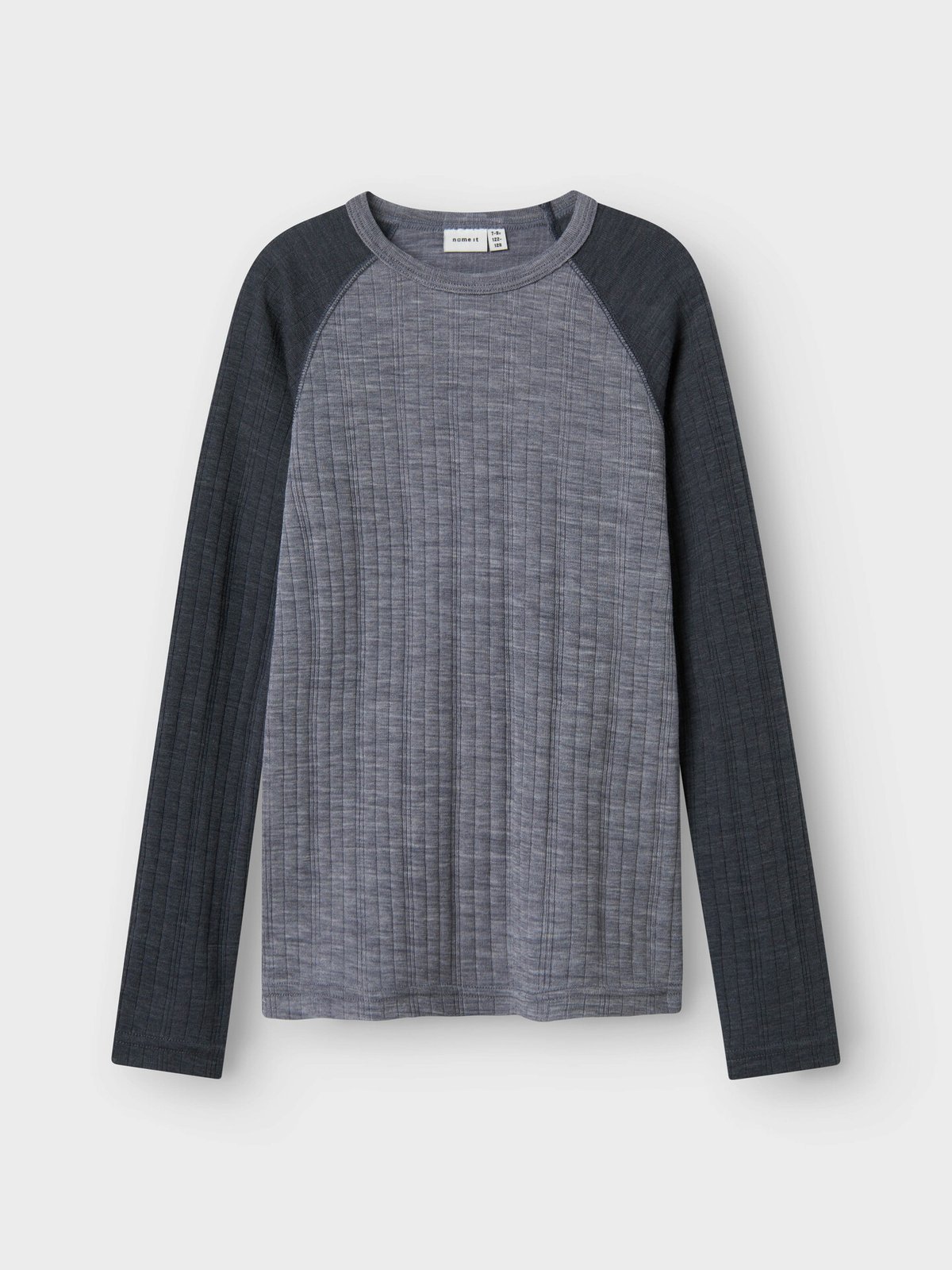 Name It Wang Wool Needle Long Sleeve Top Solid Folkstone Gray