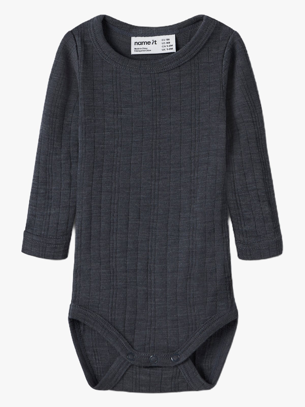 Name It Wang Wool Needle Long Sleeve Body Solid Ombre Blue