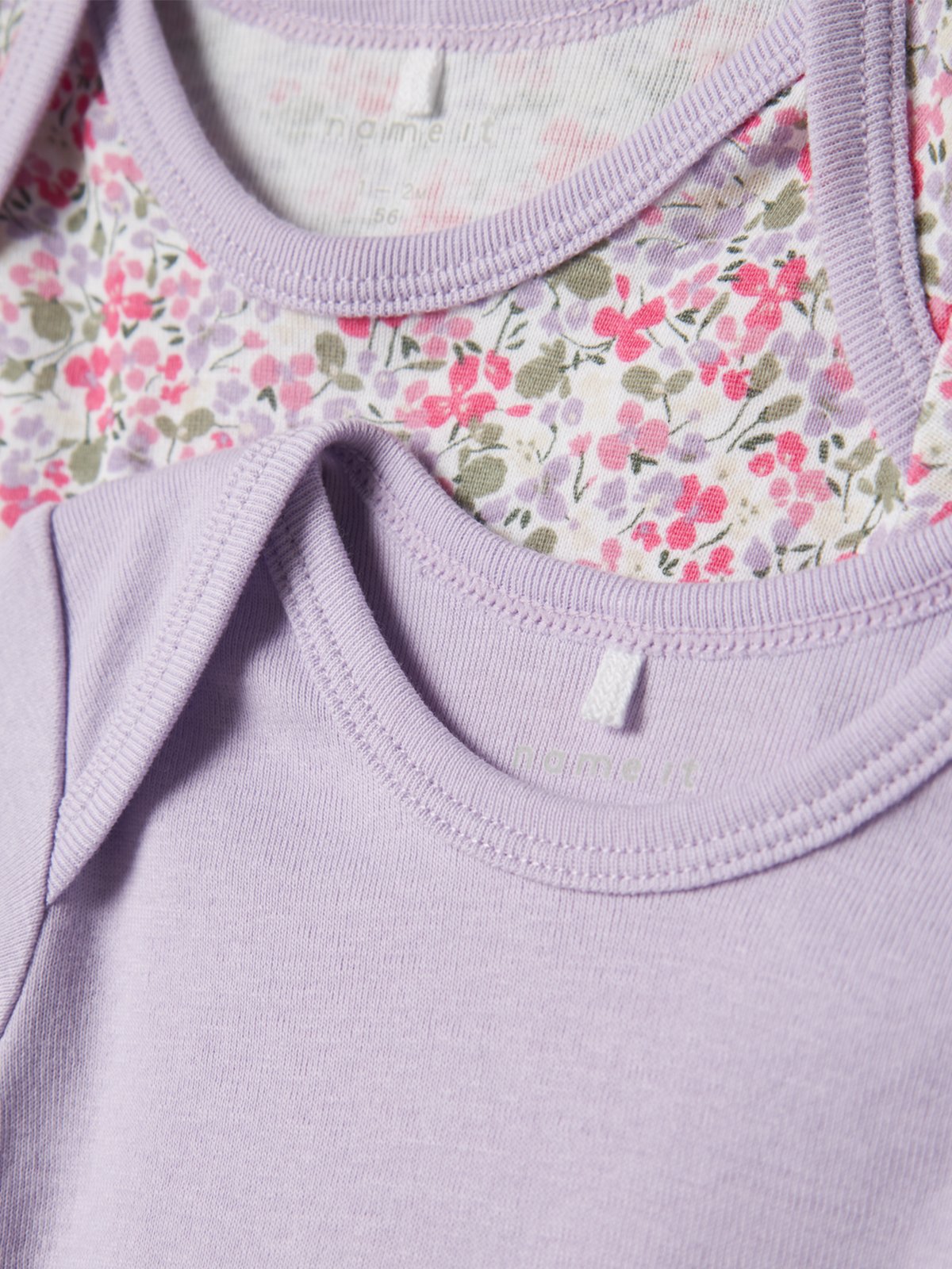 Name It Body 3 Pack Long Sleeve Lilac Petit Flower Pastel Lilac