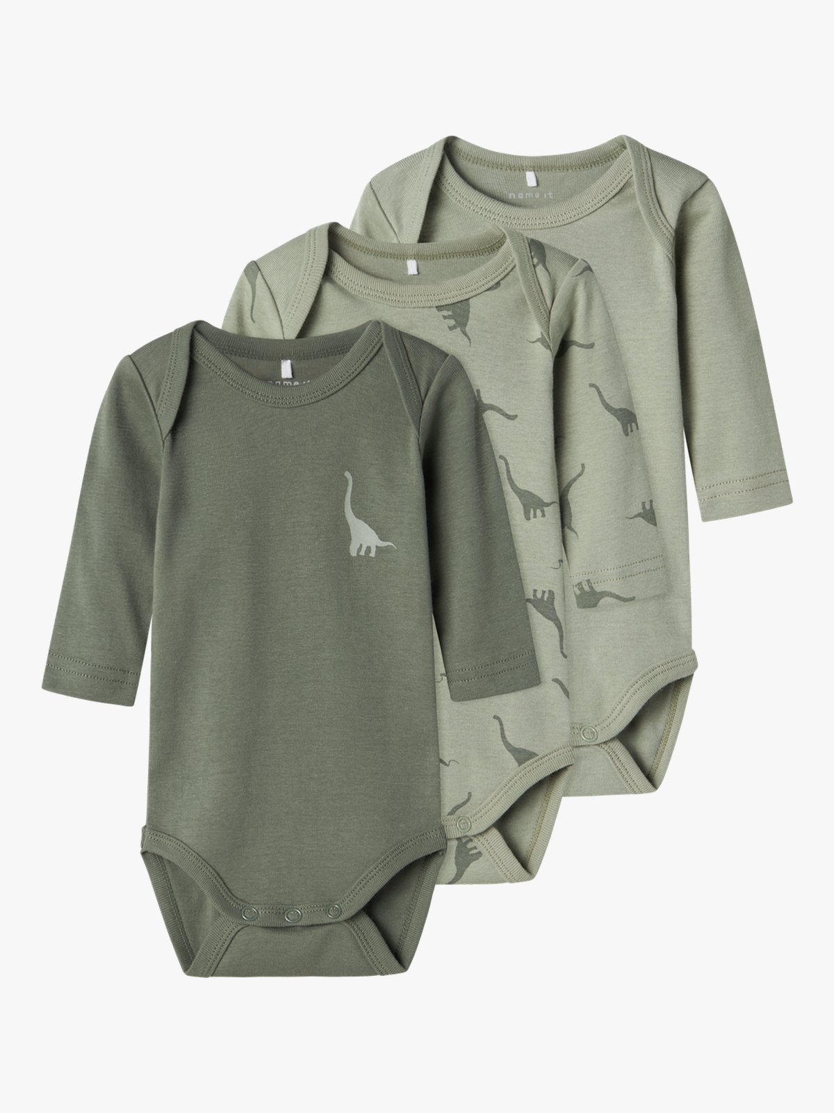Name It Body 3 Pack Long Sleeve Green Dino Agave Green