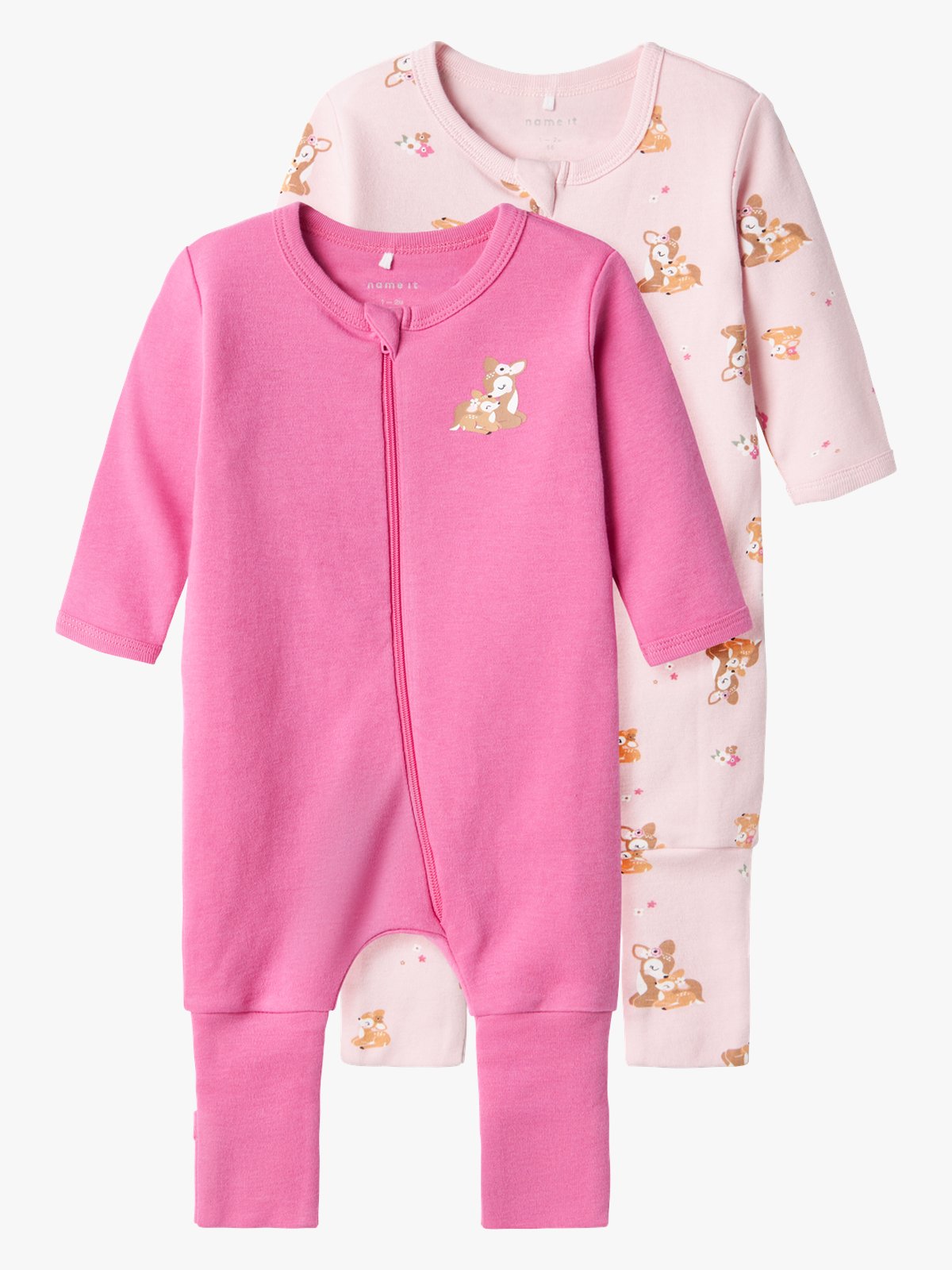 Name It Nightsuit 2 Pack Zip Rose Deer Ibis Rose