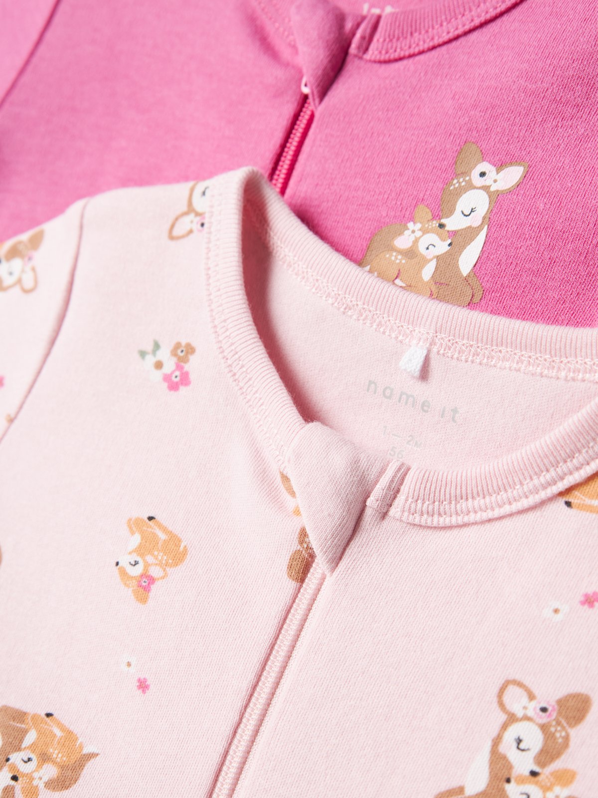 Name It Nightsuit 2 Pack Zip Rose Deer Ibis Rose