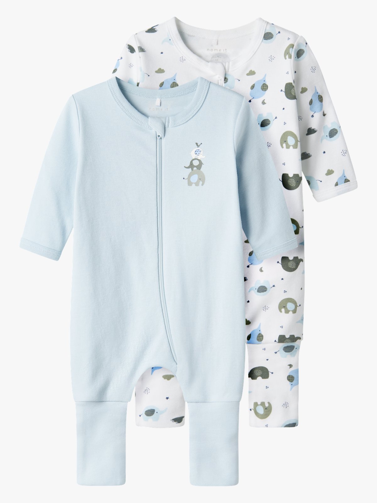 Name It Nightsuit 2 Pack Zip Ff Elephant Baby blue