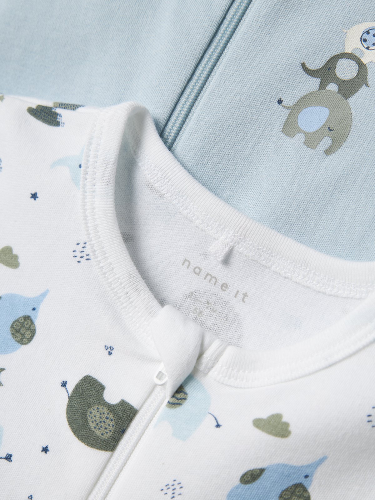 Name It Nightsuit 2 Pack Zip Ff Elephant Baby blue