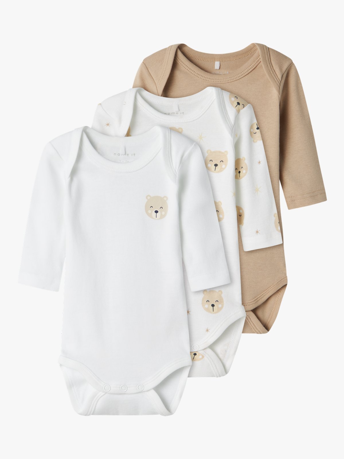 Name It Body 3P Long Sleeve Oxford Bear Oxford Tan