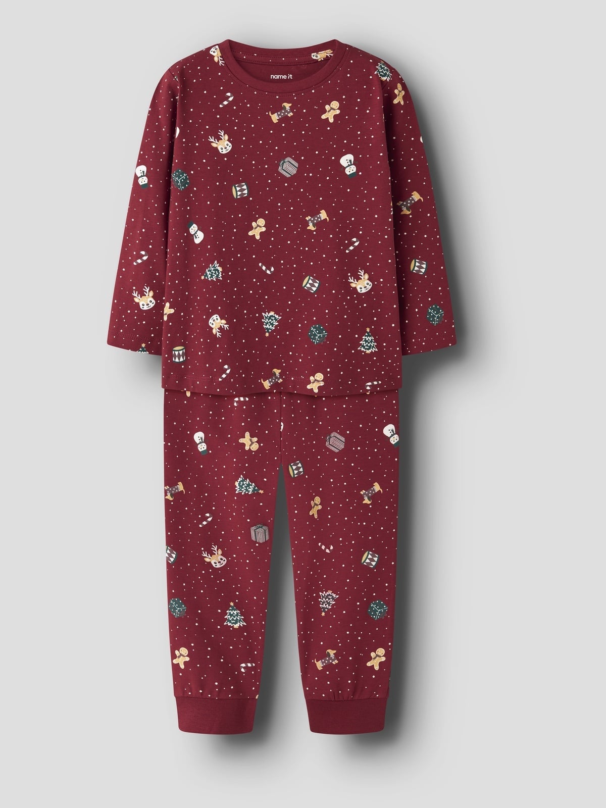 Name It Vismas Long Sleeve Nightset Rød