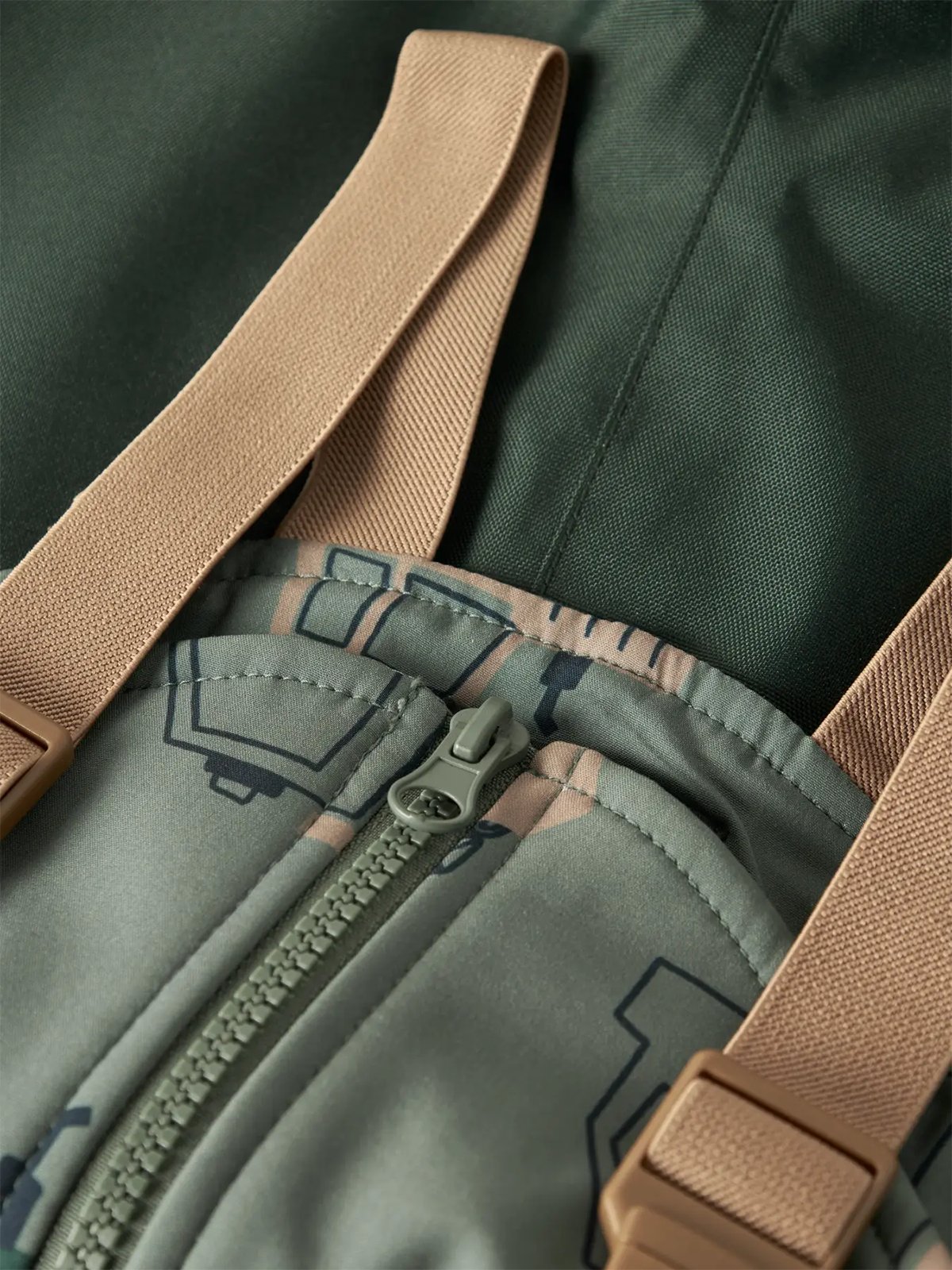 Name It Alfa08 Softshell Bib Pant All Over Print Balsam Green machines