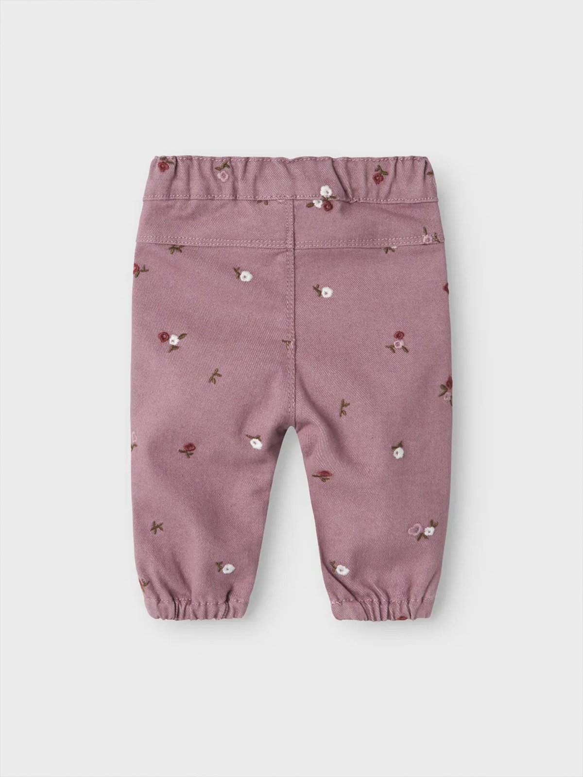 Name It Rose Loose Twill Pant Elderberry Embroidery