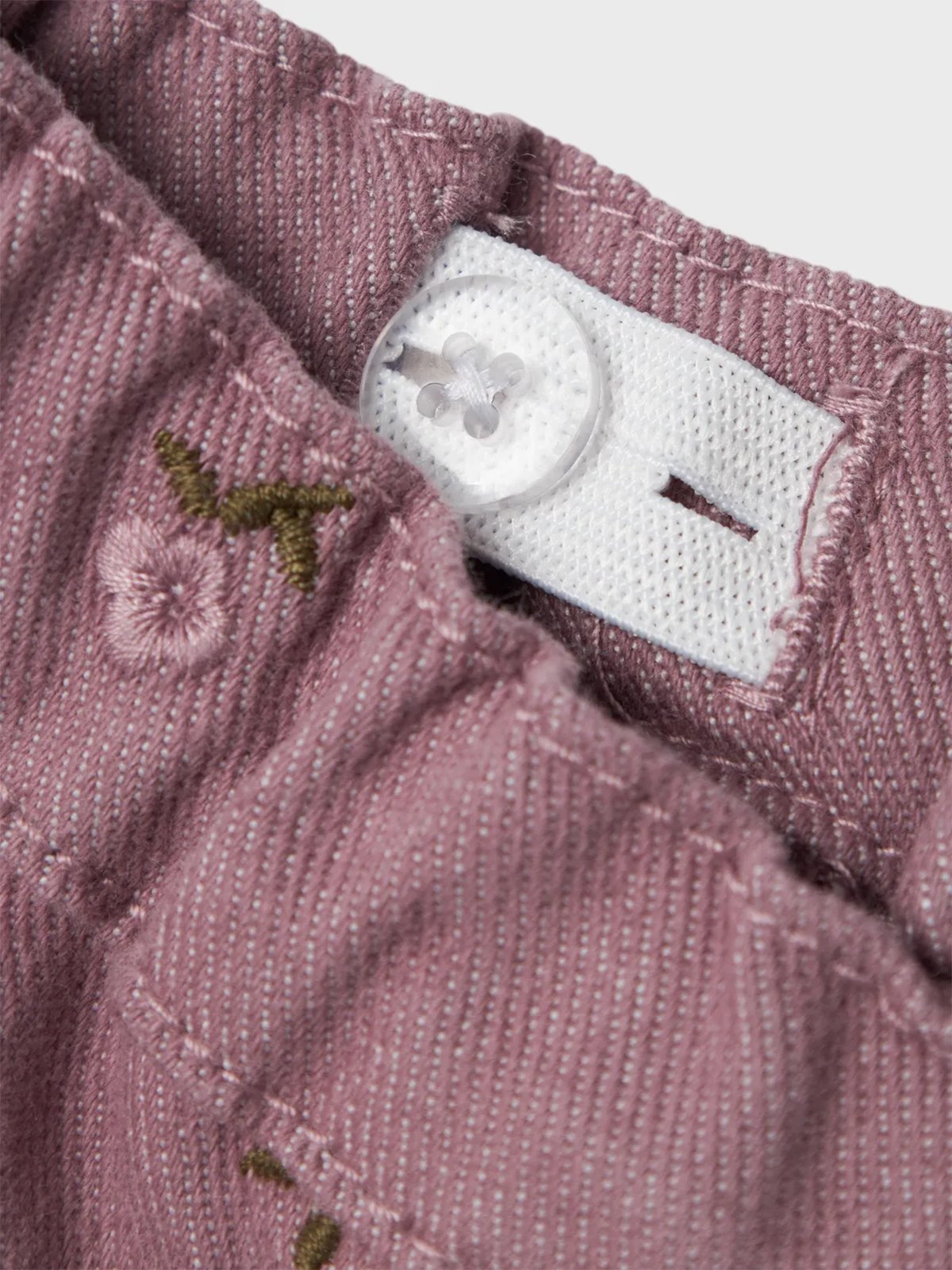 Name It Rose Loose Twill Pant Elderberry Embroidery