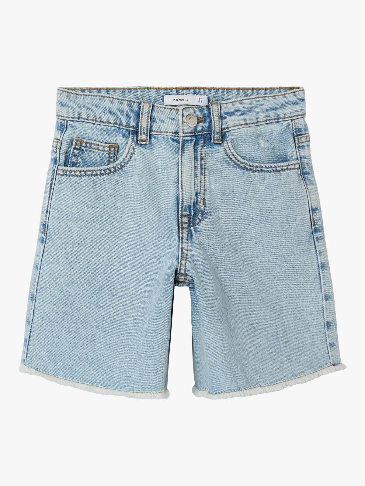 Name It Bella High Waist Wide Denim Shorts 1488-Be Light Blue Bleached Denim