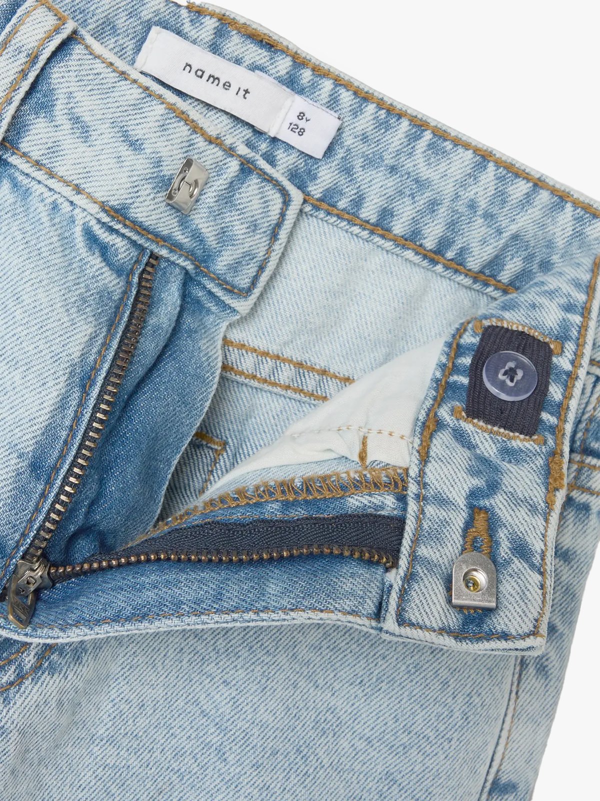 Name It Bella High Waist Wide Denim Shorts 1488-Be Light Blue Bleached Denim