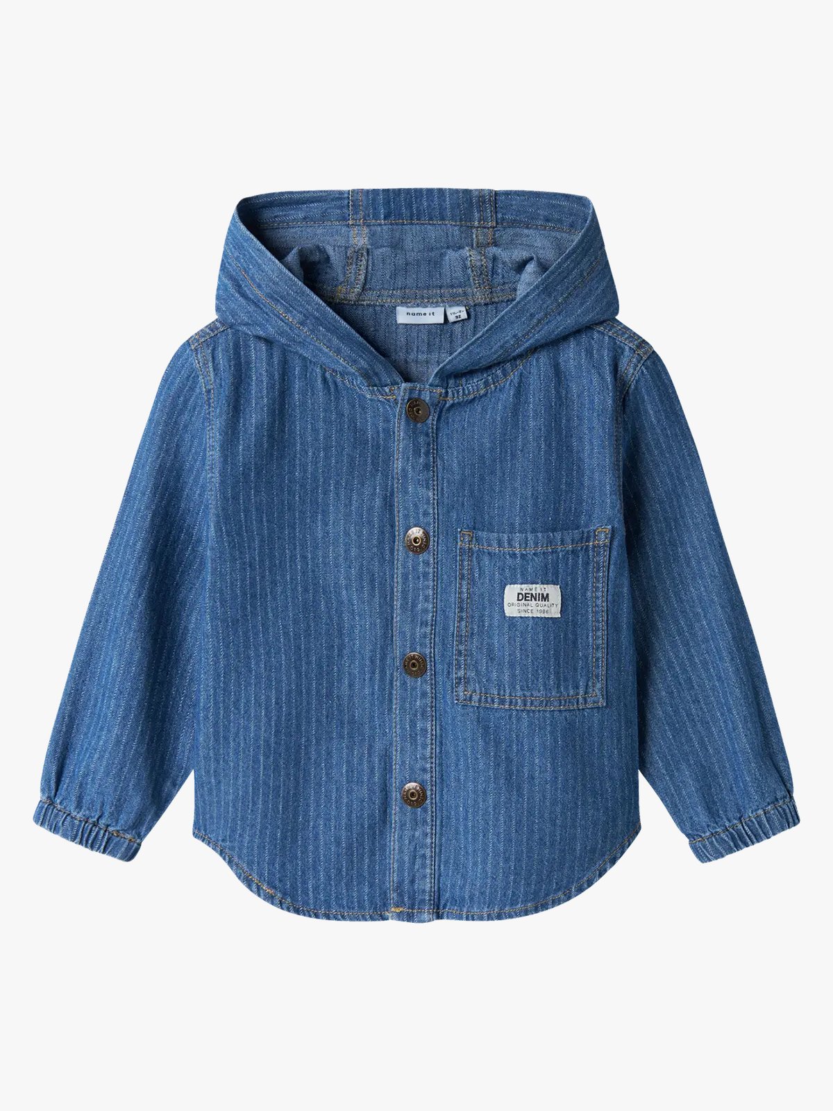 Name It Peter Oz Denim Long Sleeve Hood Shirt Medium Blue Denim