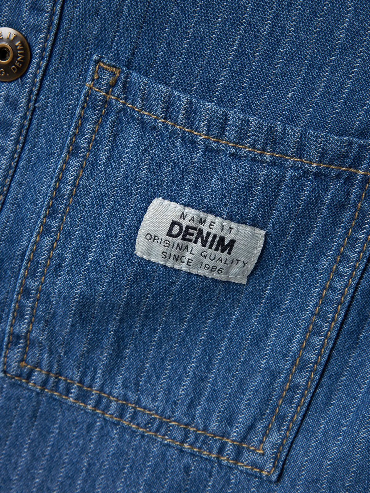 Name It Peter Oz Denim Long Sleeve Hood Shirt Medium Blue Denim