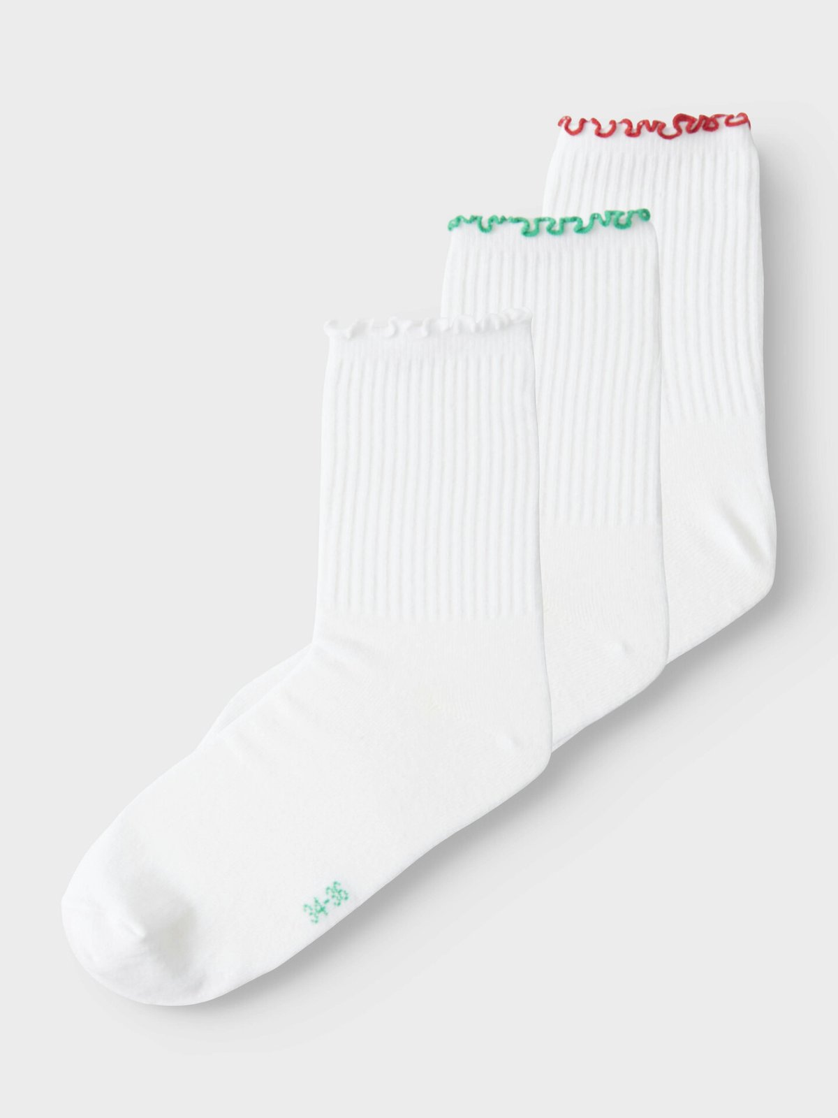 Name It Dina 3-Pack Sock Bright Green / China Red / Bright White