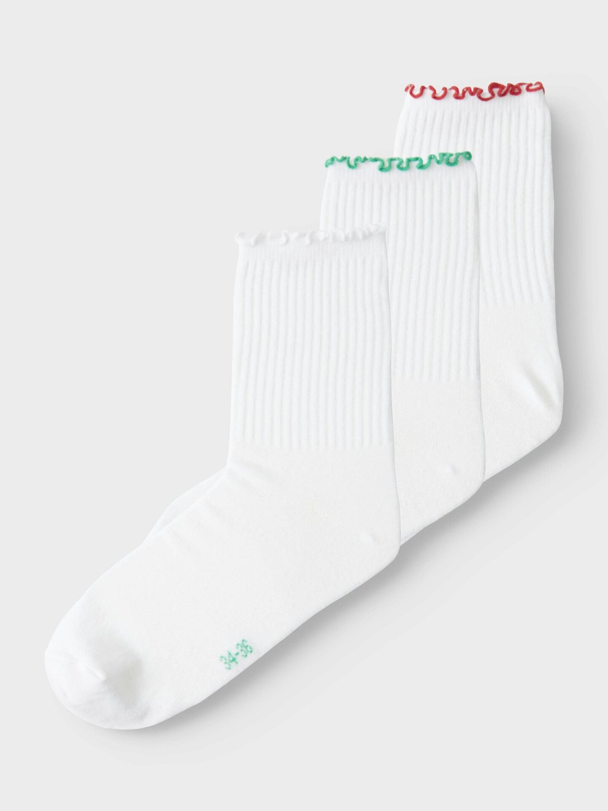 Name It Dina 3-Pack Sock Bright Green / China Red / Bright White