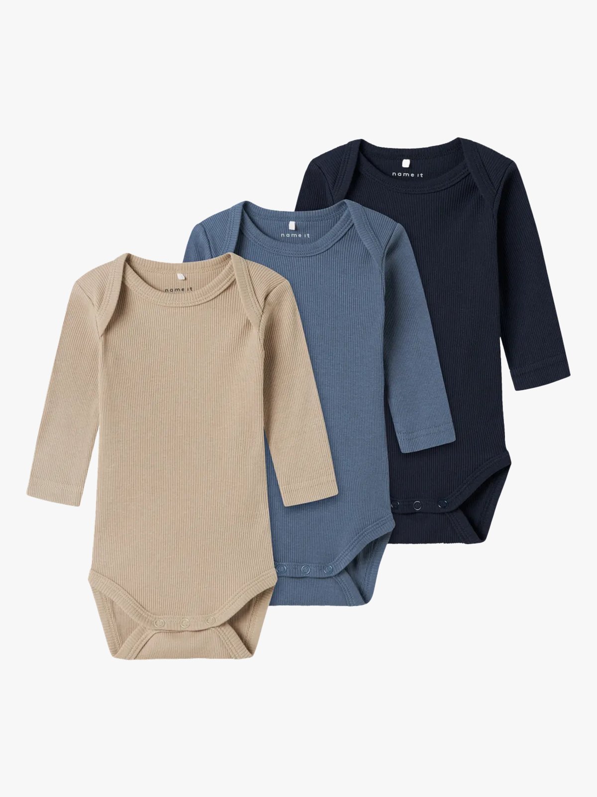 Name It Body 3-Pakk Long Sleeve Solid Rib China Blue