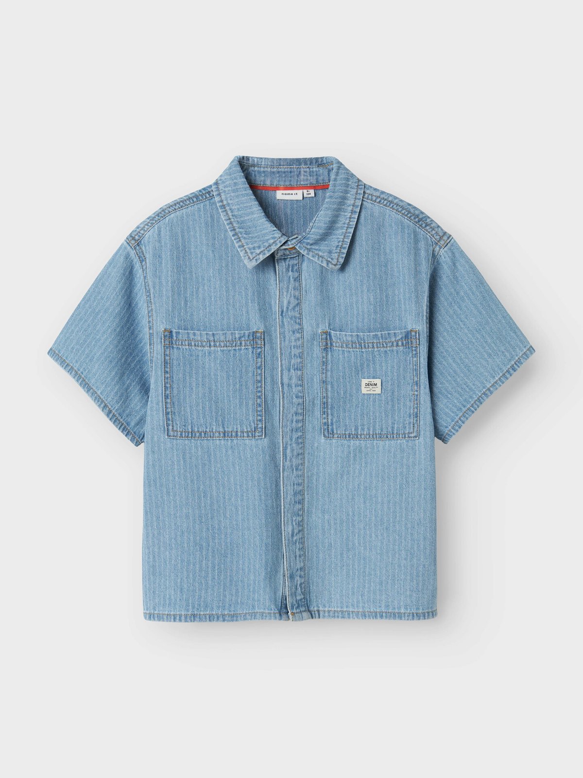 Name It Felix Short Sleeve Denim Shirt Light Blue Denim