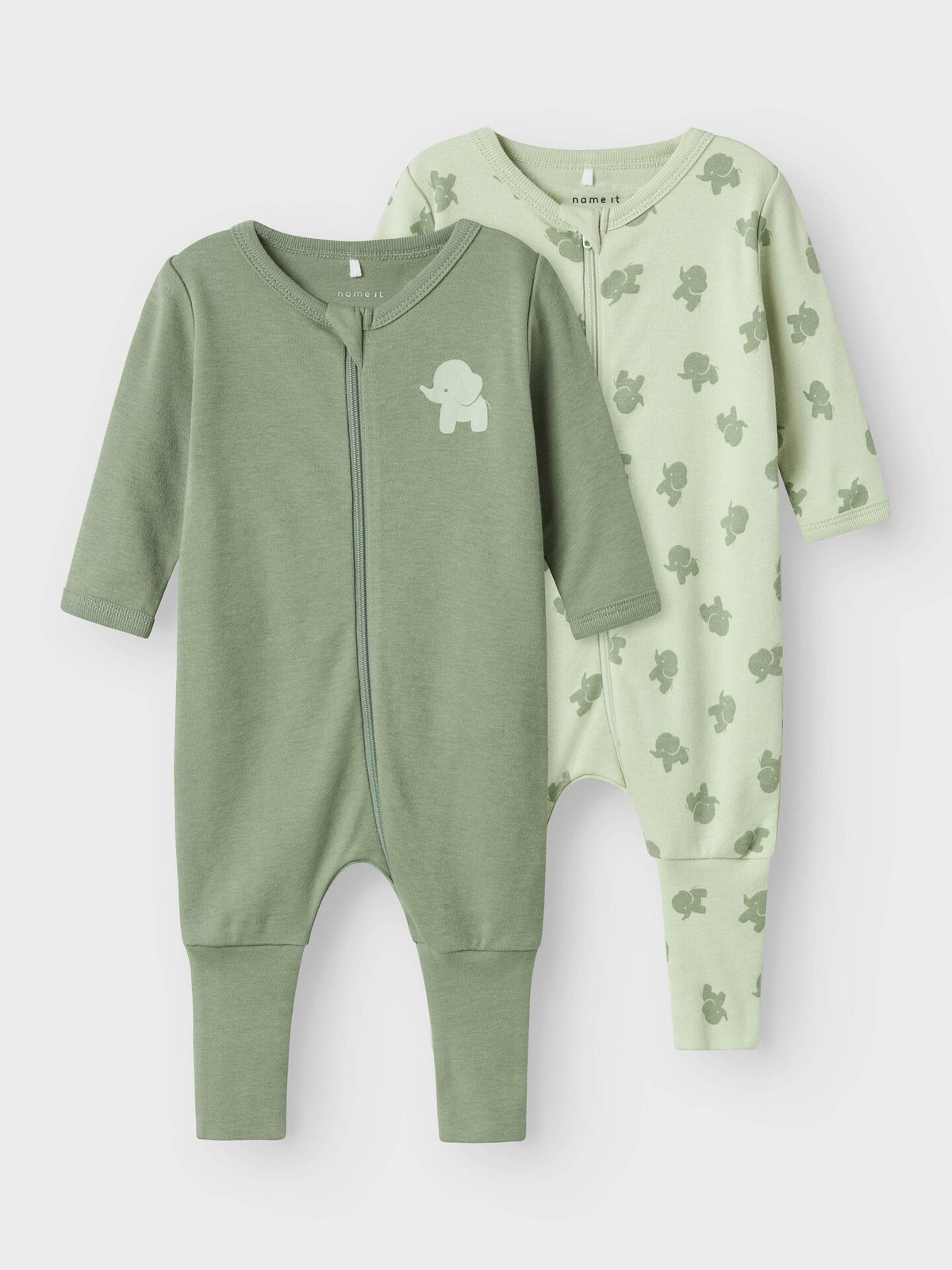 Name It Nightsuit 2 Pack Zip Sea Elephant Sea Foam