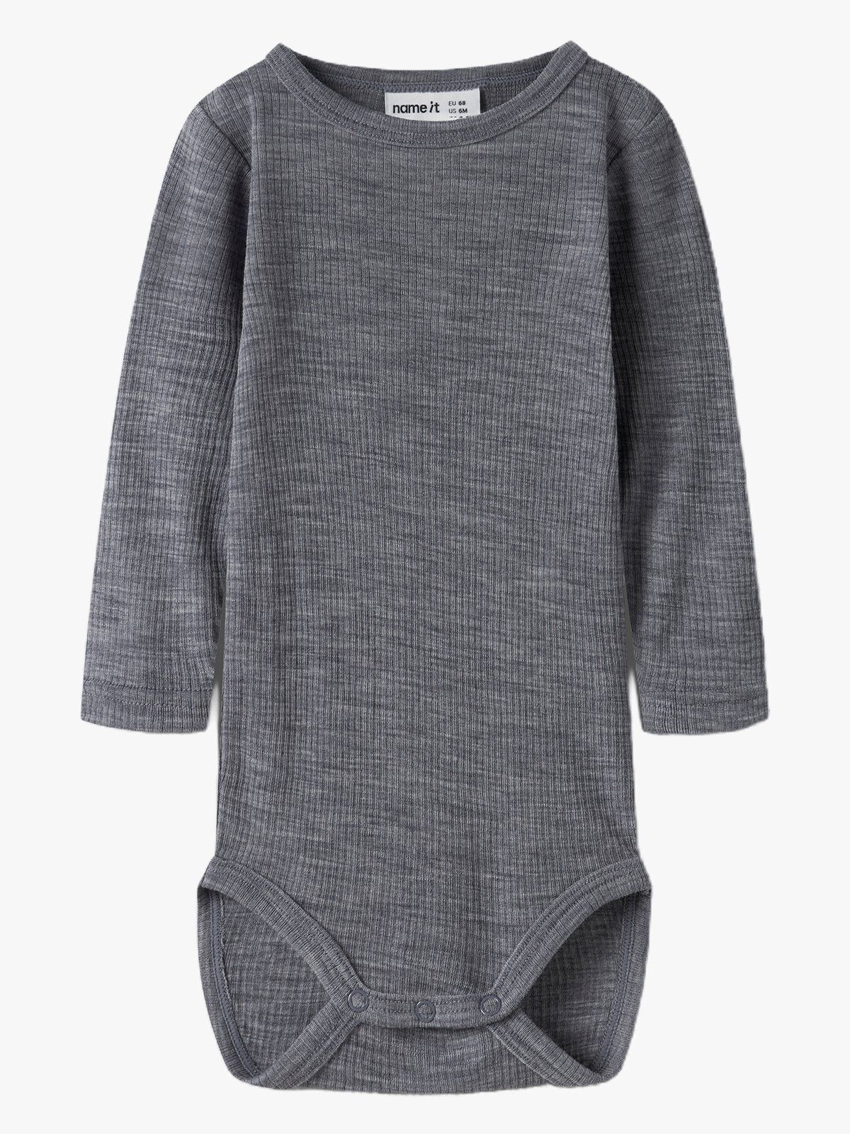 Name It Wax Wool Rib Long Sleeve Body Folkstone Gray