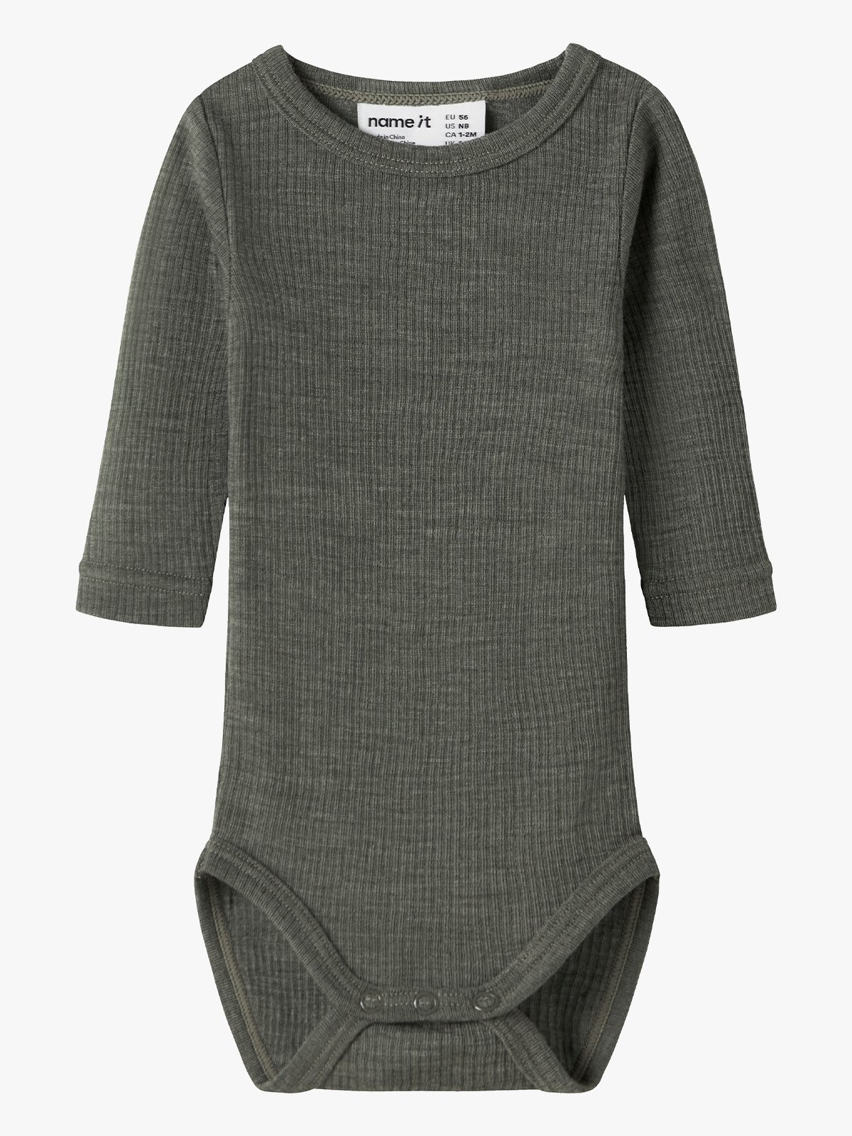 Name It Wax Wool Rib Long Sleeve Body Mulled Basil