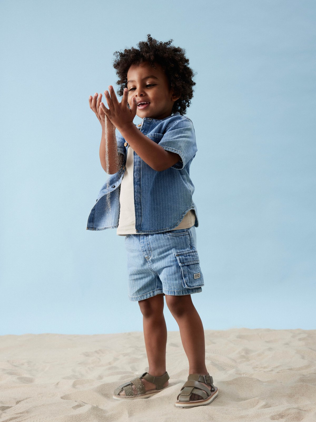 Name It Fido Short Sleeve Denim Shirt Light Blue Denim