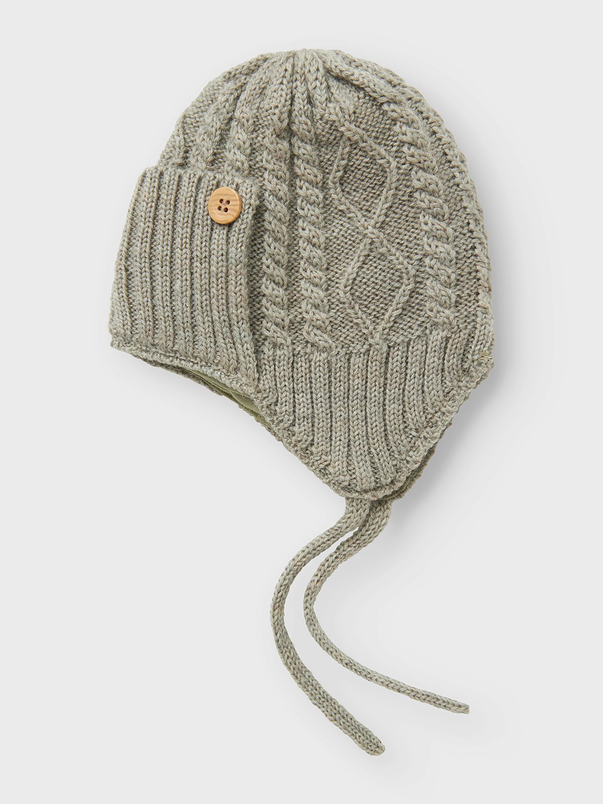 Name It Wrilla Button Wool Knit Hat Dried Sage