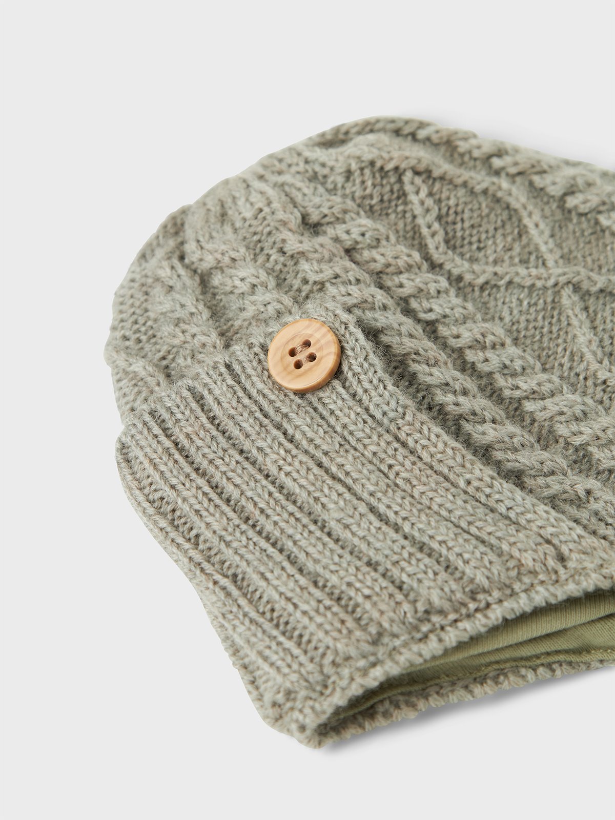 Name It Wrilla Button Wool Knit Hat Dried Sage