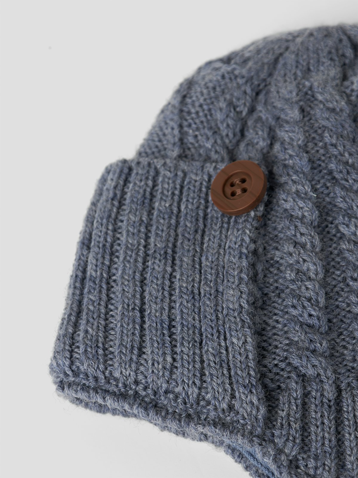 Name It Wrilla Button Wool Knit Hat Folkstone Gray