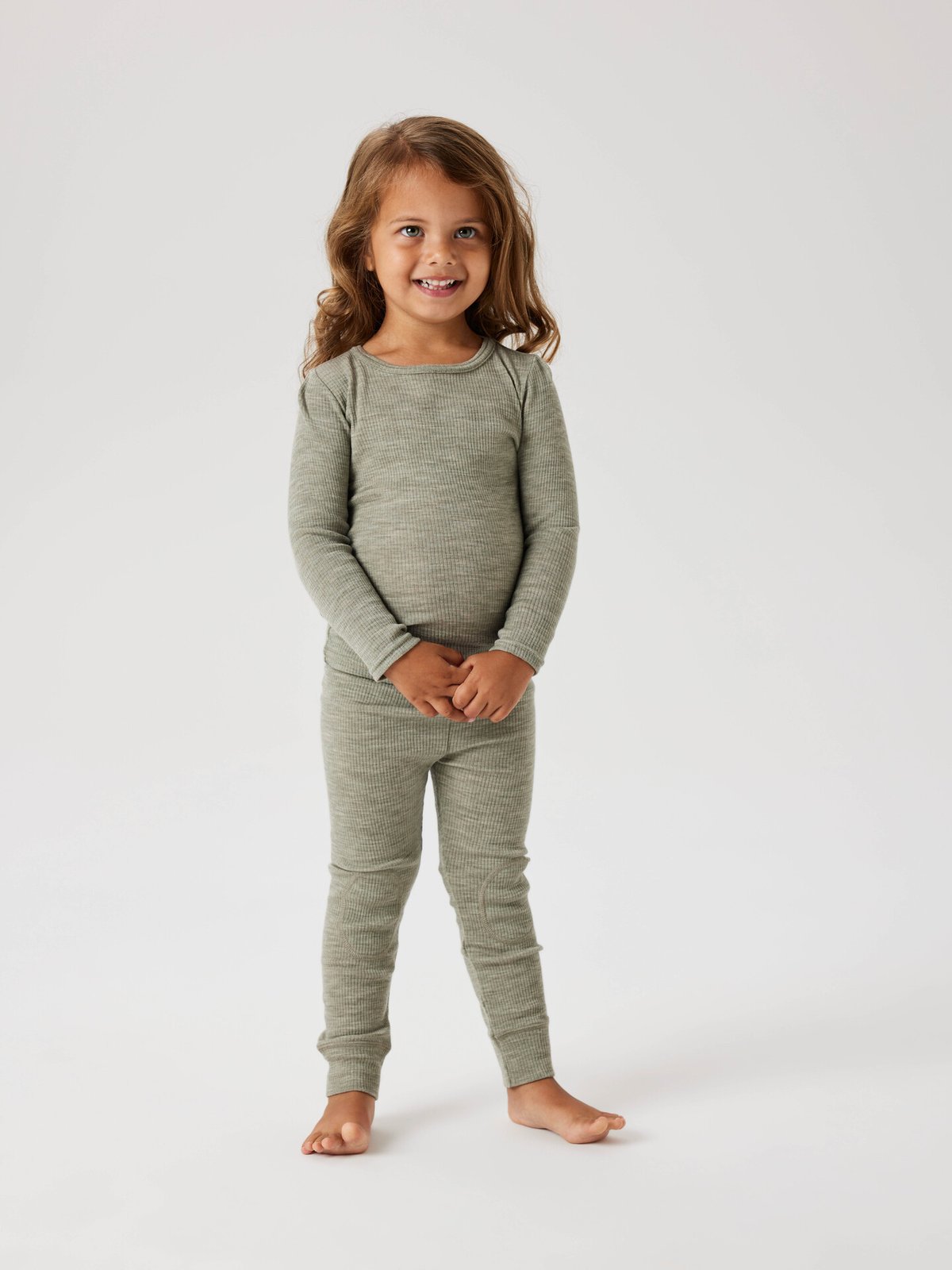 Name It Wax Wool Rib Long Sleeve Top Dried Sage