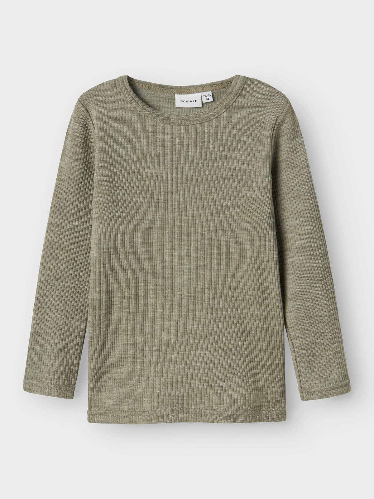 Name It Wax Wool Rib Long Sleeve Top Dried Sage