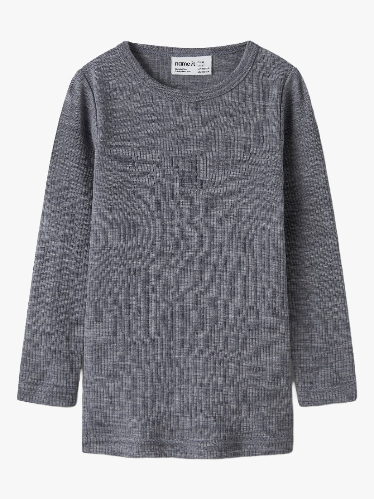 Name It Wax Wool Rib Long Sleeve Top Folkstone Gray