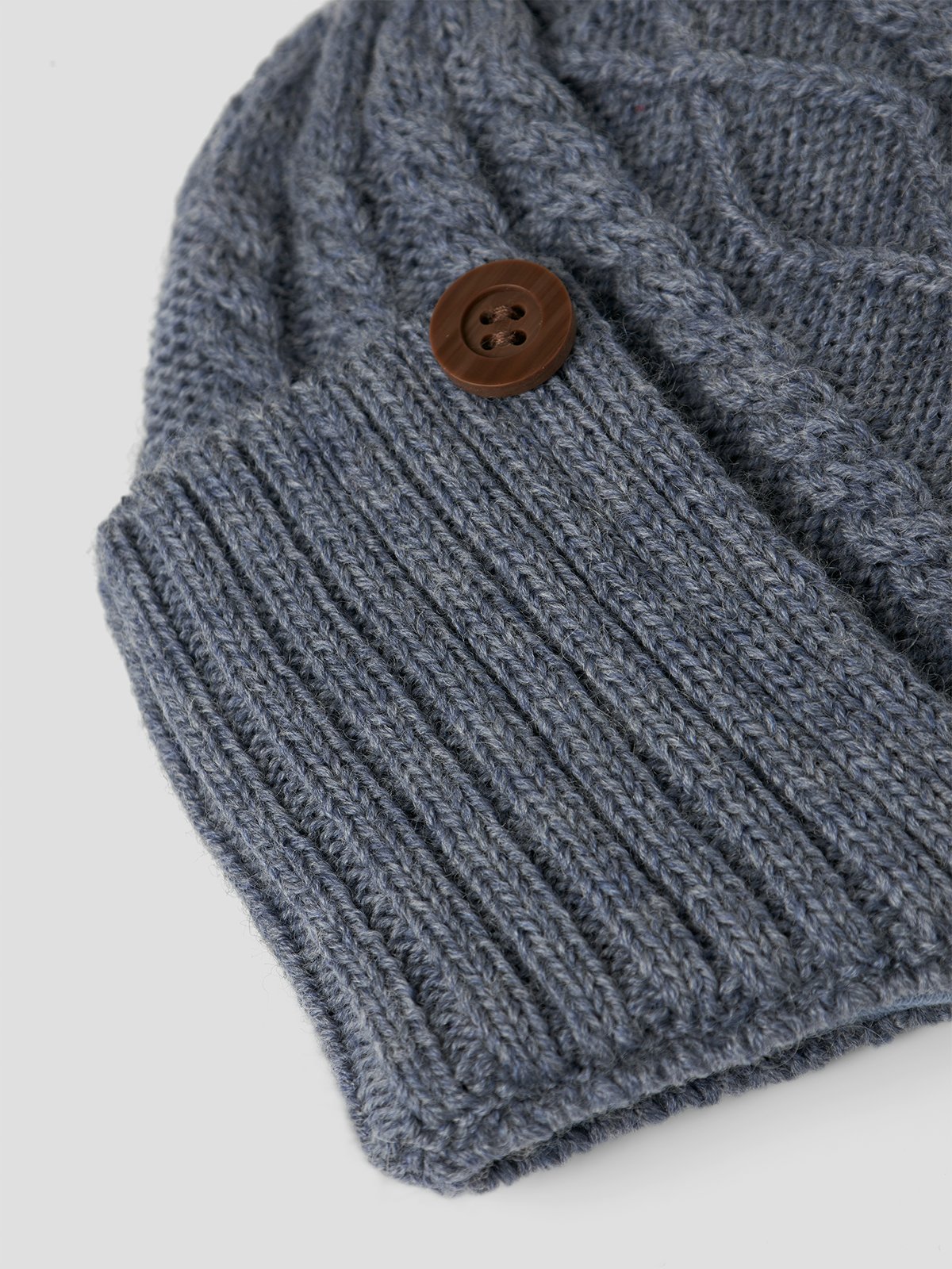 Name It Wrilla Button Wool Knit Hat Folkstone Gray