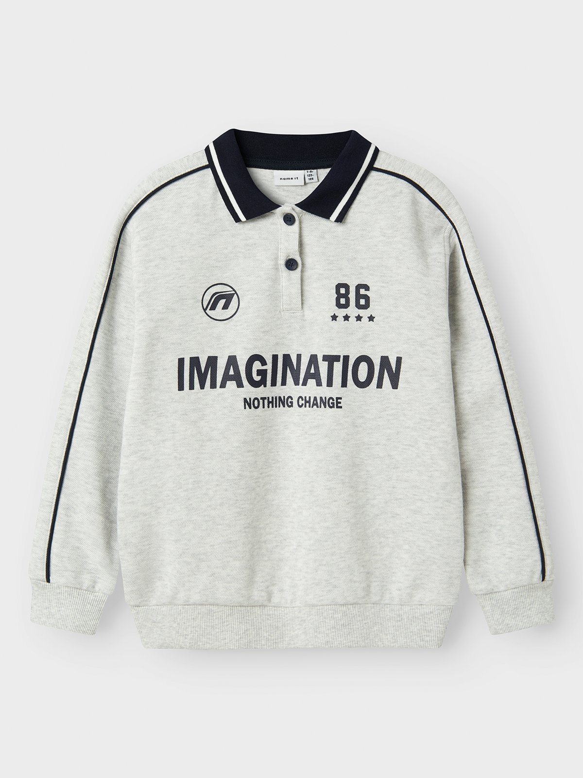 Name It Kris Long Sleeve Polo Light grey melange