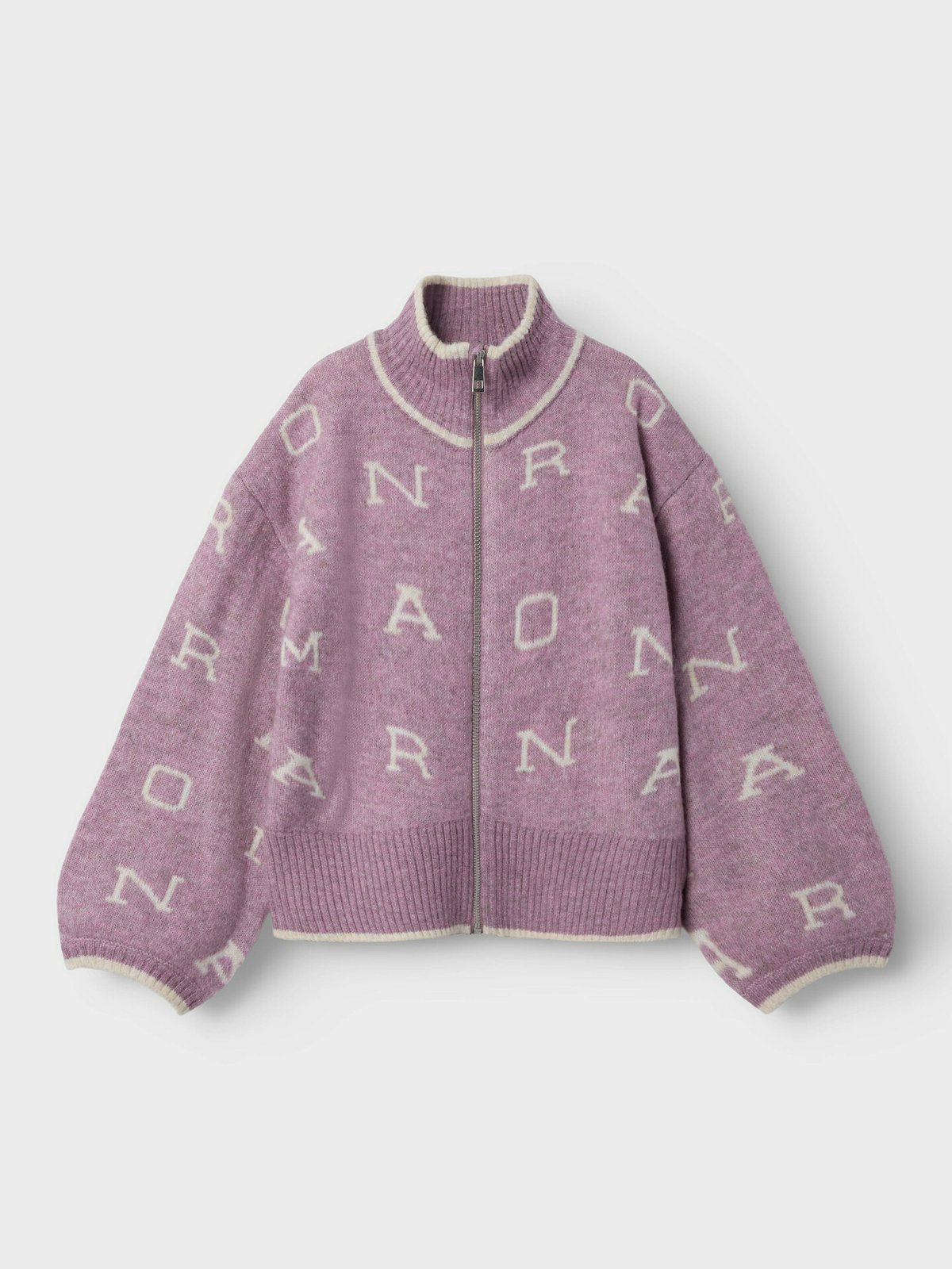 Name It Neify Long Sleeve Oversize Knit Card Zip Elderberry