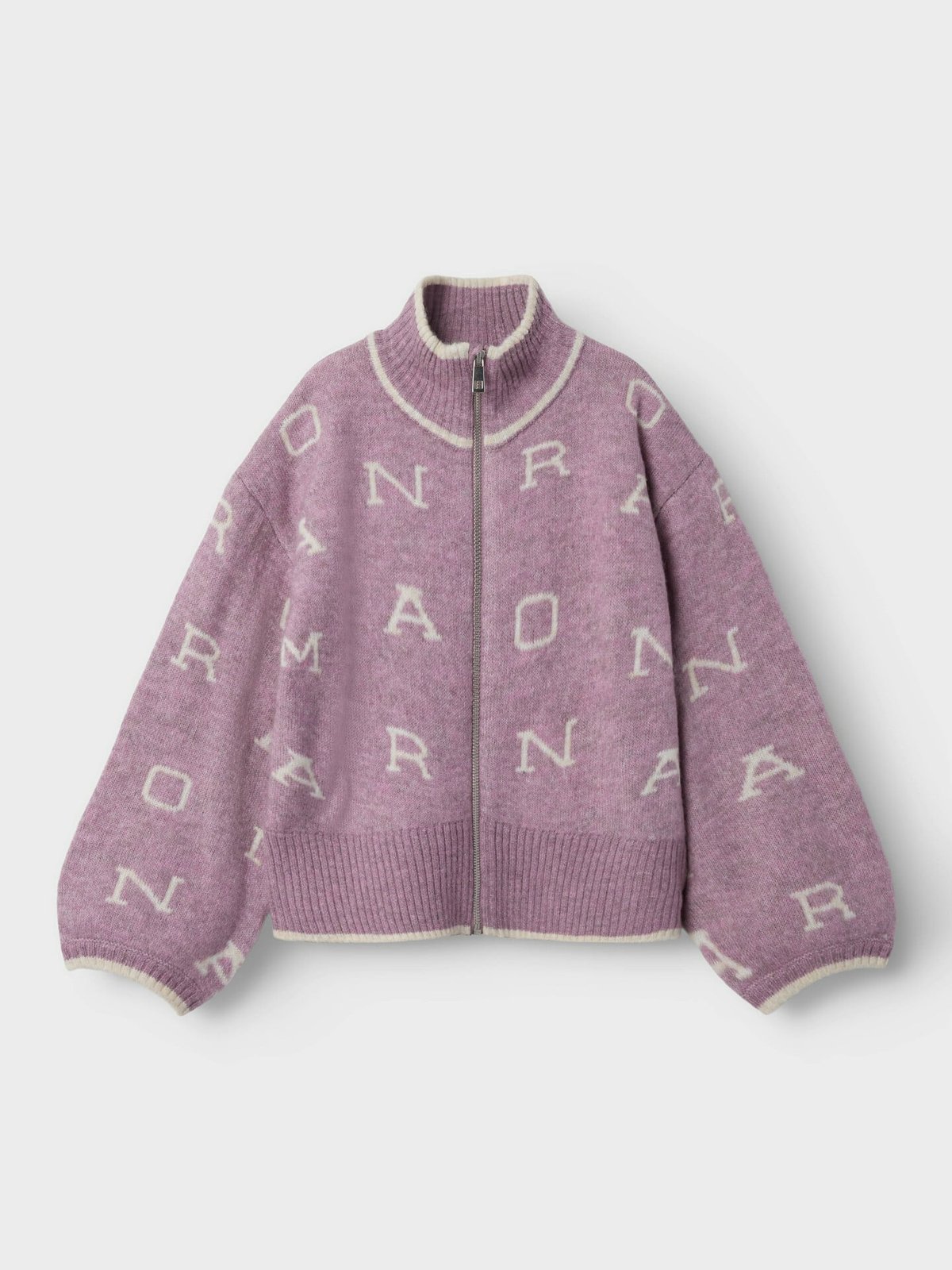 Name It Neify Long Sleeve Oversize Knit Card Zip Elderberry