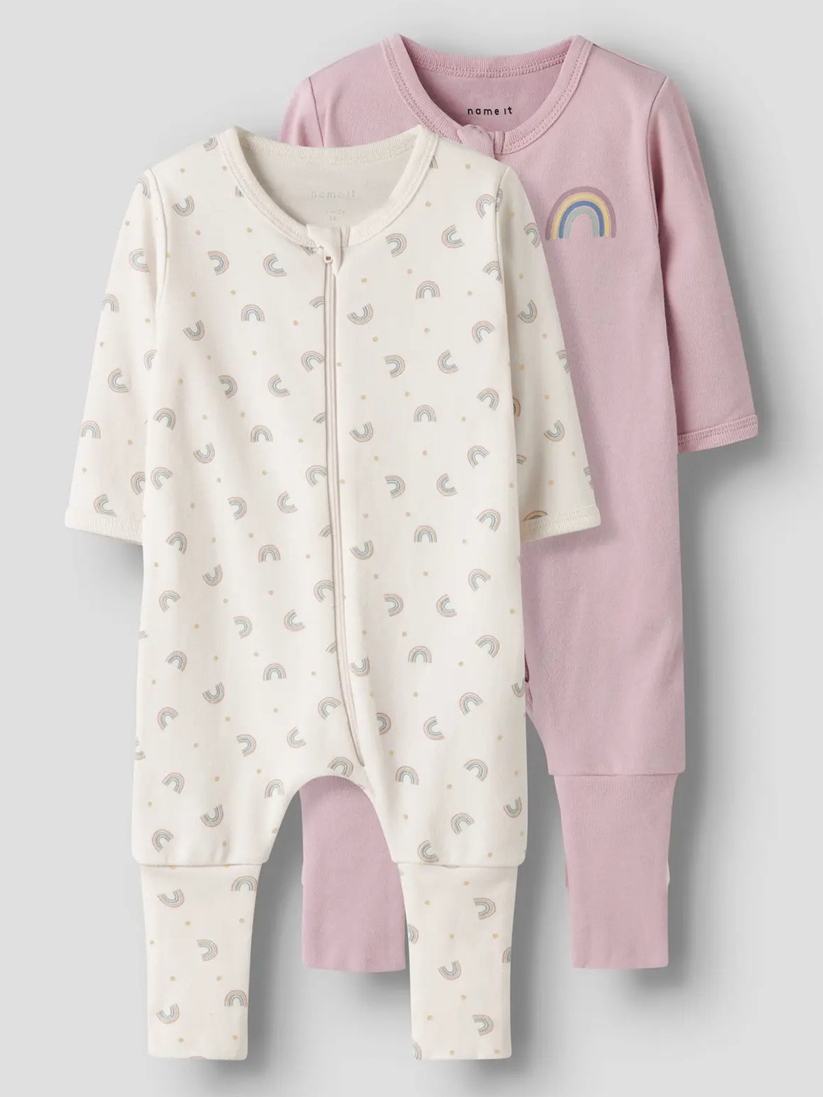 Name It Nightsuit 2-Pack Zip Jet Rainbow Jet Stream w/ Burnished Lilac