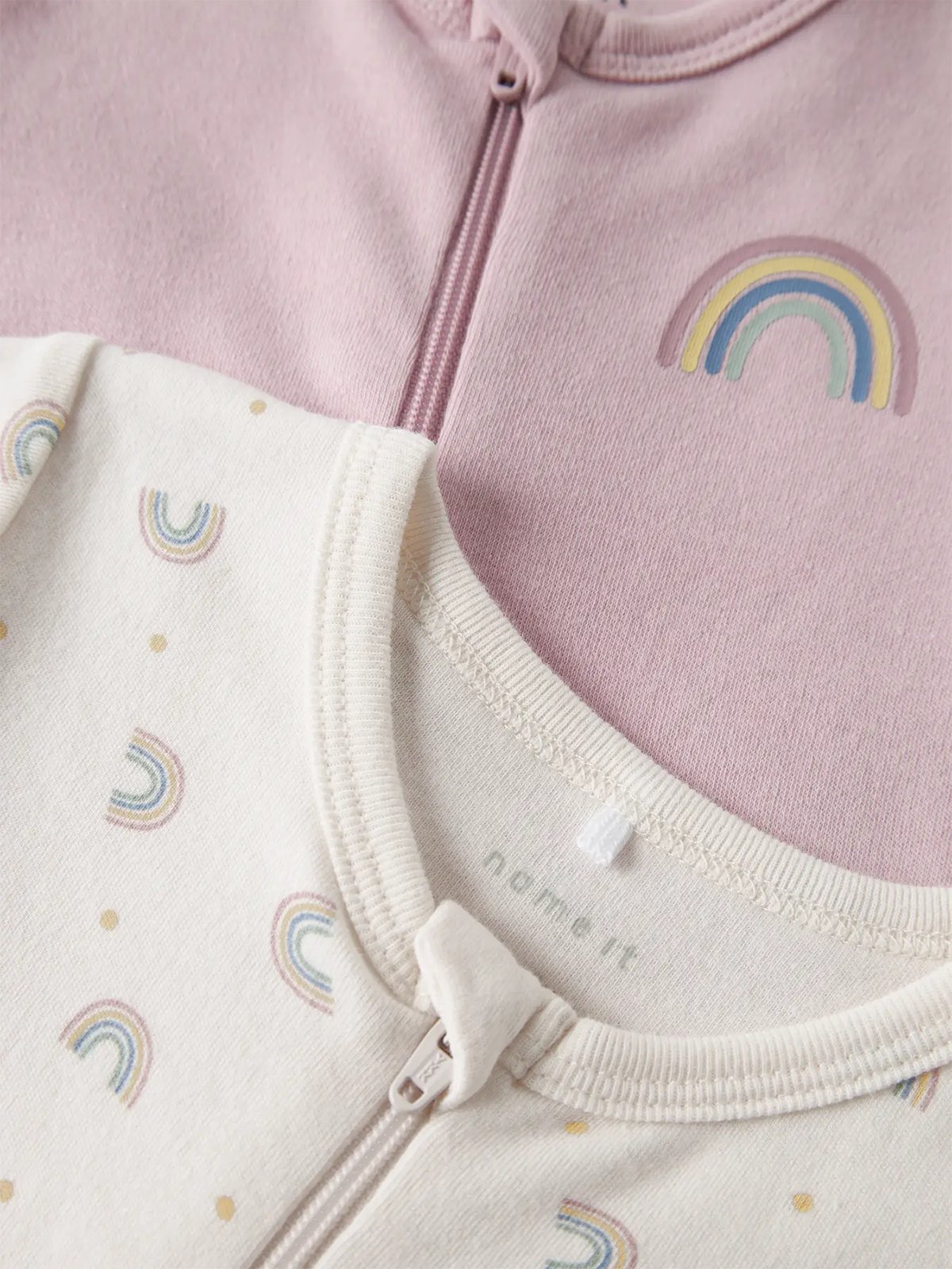 Name It Nightsuit 2-Pack Zip Jet Rainbow Jet Stream w/ Burnished Lilac