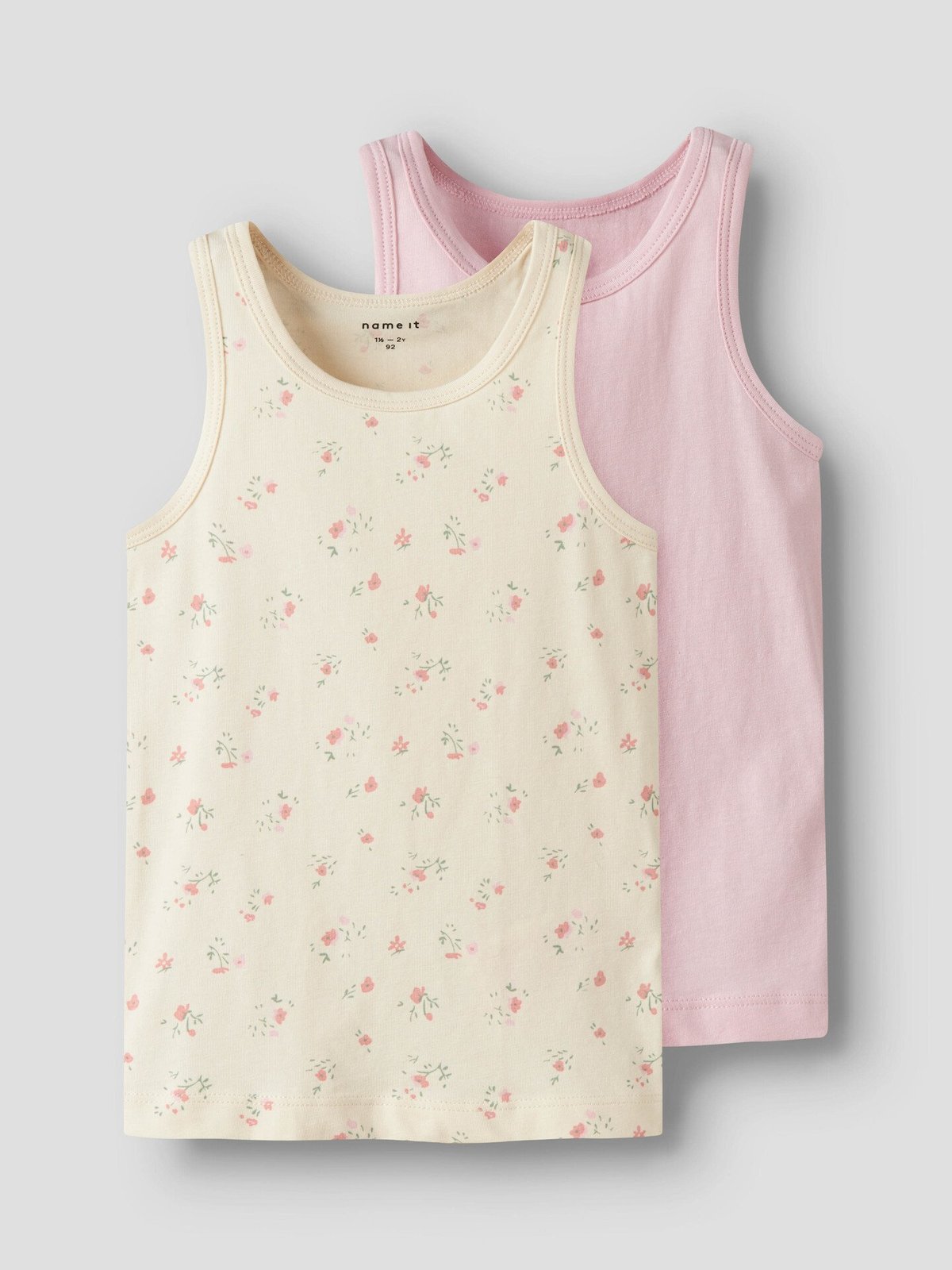 Name It Tank Top 2-Pack Flower Turtledove w/ Pale Lilac