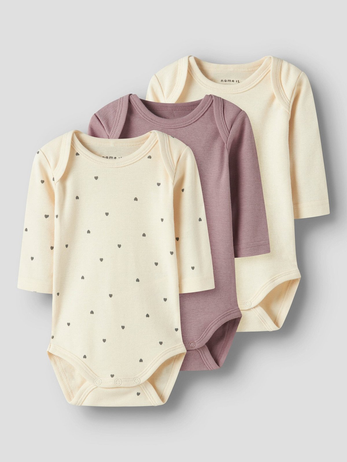 Name It Body 3-Pack Long Sleeve Heart Summer Sand