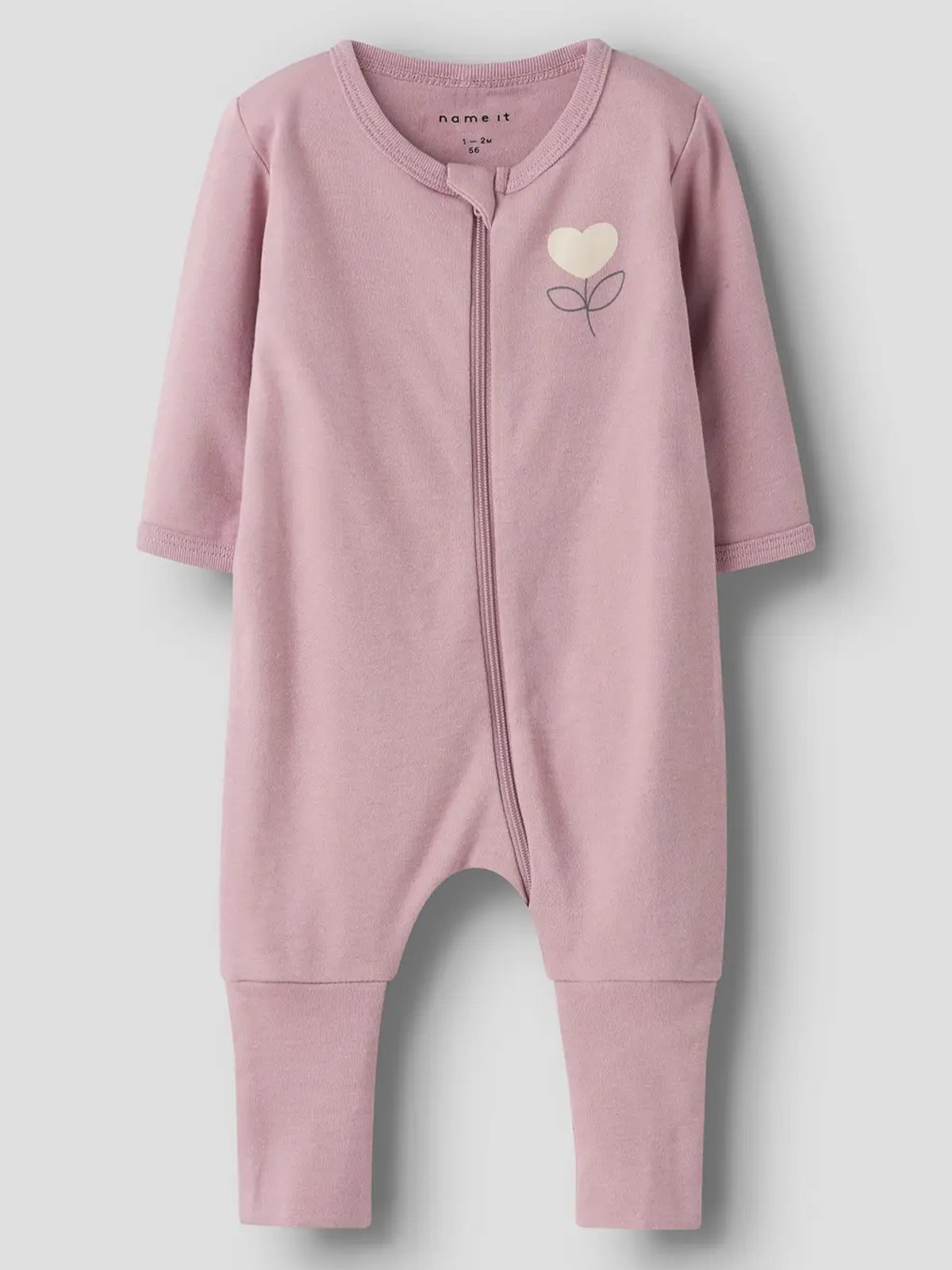 Name It Nightsuit 2-Pack Zip Heart Summer Sand w/ Deauville Mauve