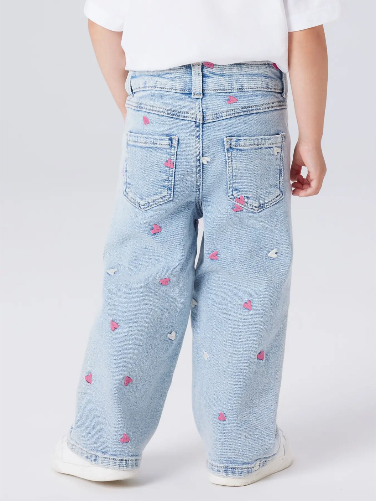 Name It Rose Wide Emb Jeans Light Blue Bleached Denim
