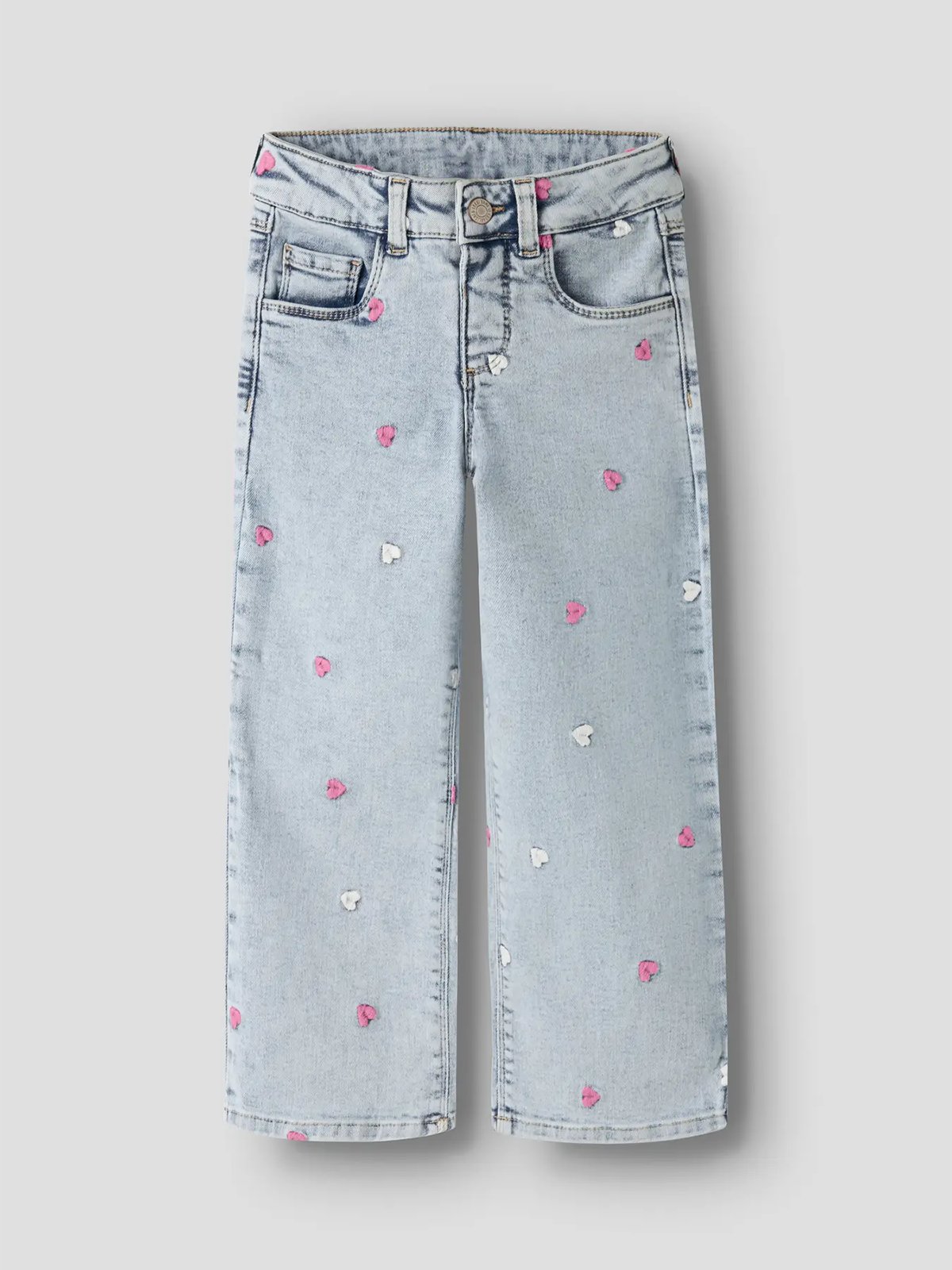 Name It Rose Wide Emb Jeans Light Blue Bleached Denim